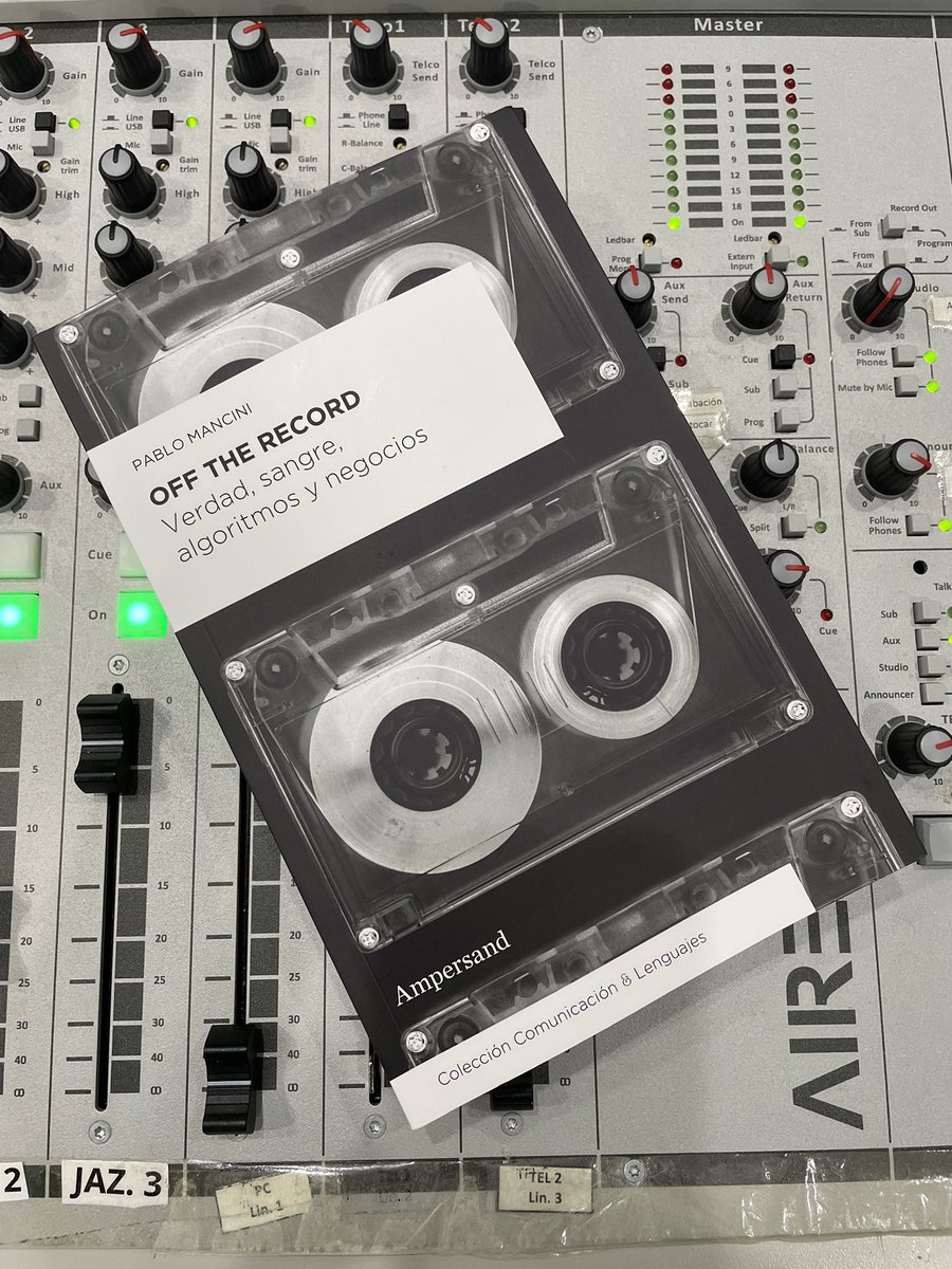 Libro recibido: Off the record. Verdad, sangre, algoritmos y negocios, de Pablo Mancini <a href="/mancini/">Pablo Mancini</a>
Editorial: <a href="/Ampersand_ed/">EdicionesAmpersand</a>. Gentileza del autor. En librerías: 4/6/25. Presentación en la <a href="/FLMadrid/">Feria del Libro de Madrid</a>: 10/6/25.
#OffTheRecord #PabloMancini #EdicionesAmpersand
edicionesampersand.com/product-page/o…