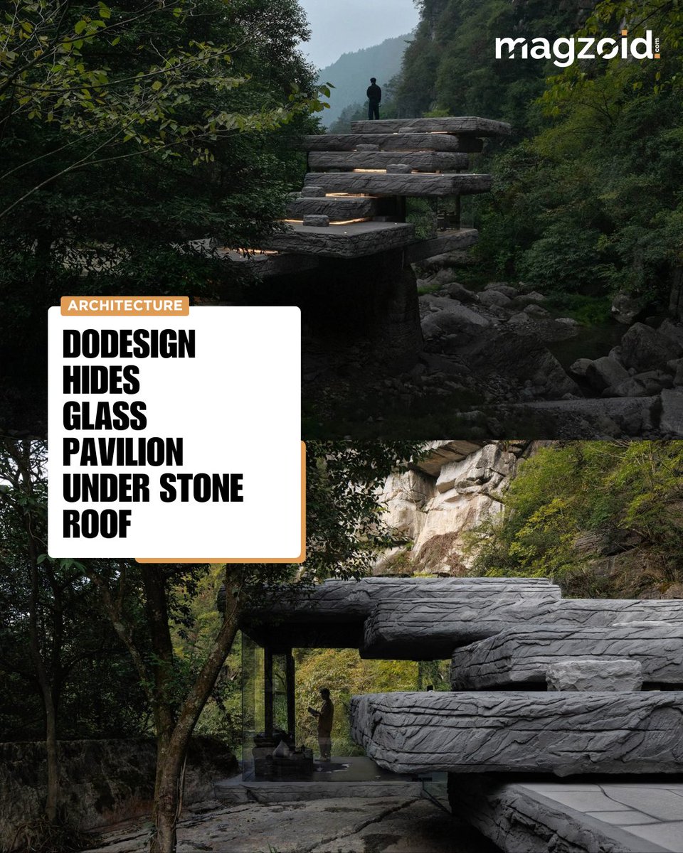 magzoidmagazine's tweet image. DoDesign Hides Glass Pavilion Under Stone Roof

DoDesign’s Drifting Stones pavilion in Chongqing hides a panoramic viewpoint under a hand-crafted stone-like roof, blending architecture with nature.

#Magzoid #MagzoidMagazine #DoDesign #DriftingStones #Design #Architecture