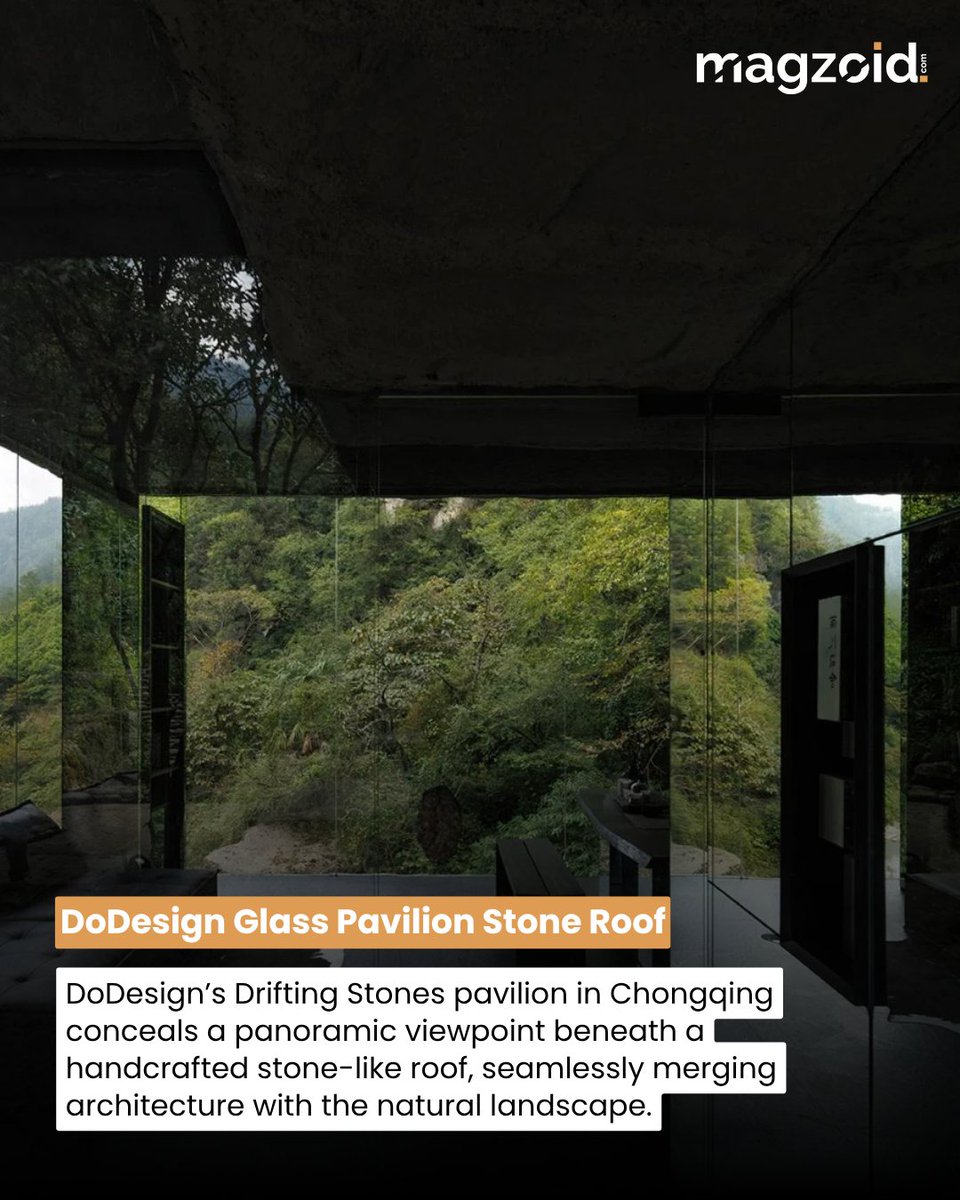 magzoidmagazine's tweet image. DoDesign Hides Glass Pavilion Under Stone Roof

DoDesign’s Drifting Stones pavilion in Chongqing hides a panoramic viewpoint under a hand-crafted stone-like roof, blending architecture with nature.

#Magzoid #MagzoidMagazine #DoDesign #DriftingStones #Design #Architecture