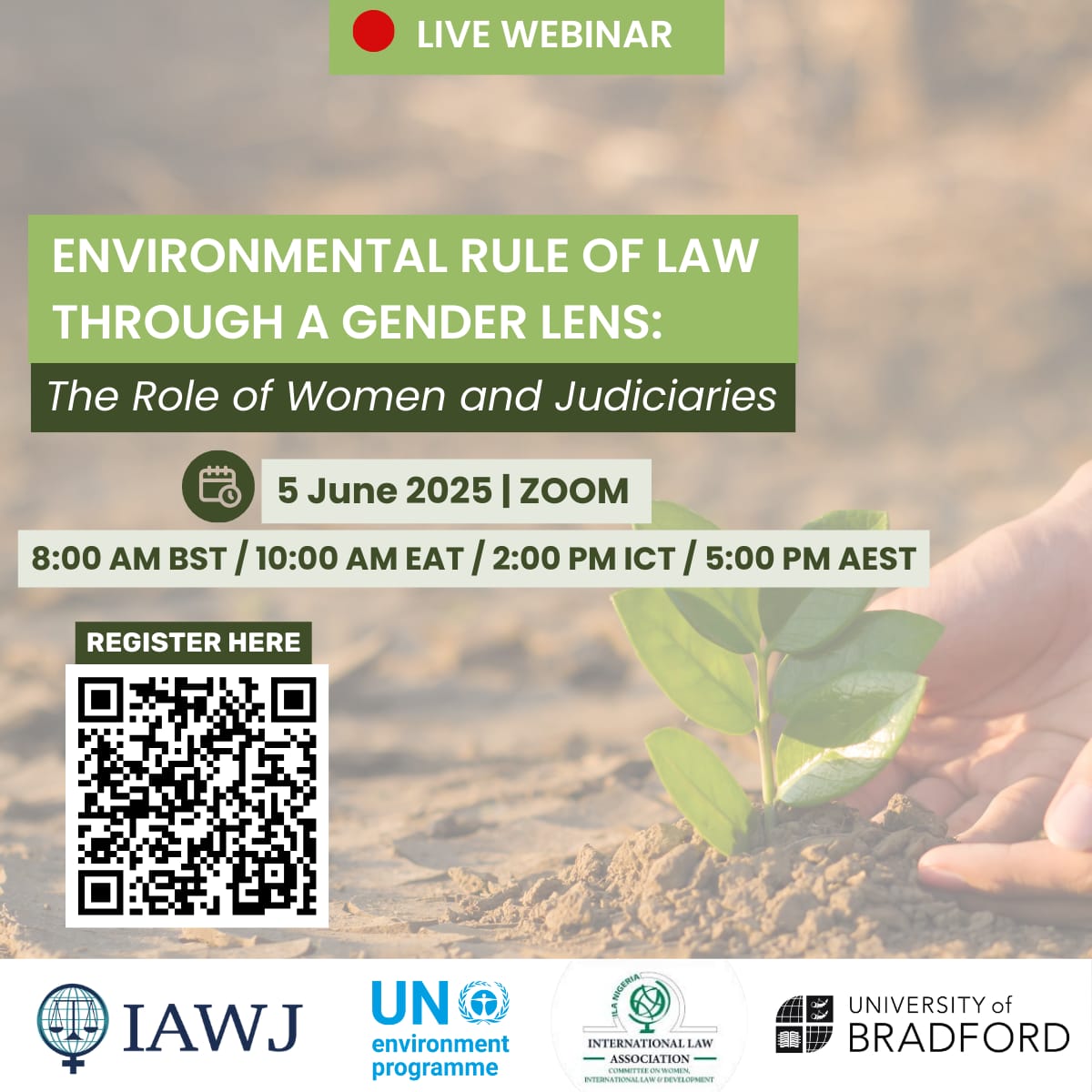 📍 Have you registered yet?

✨ Tomorrow, our Chair, Pedi Obani, will deliver the keynote address at a World Environment Day webinar, organized by the International Association of Women Judges, UN Environment Programme, the University of Bradford School, and our Committee.