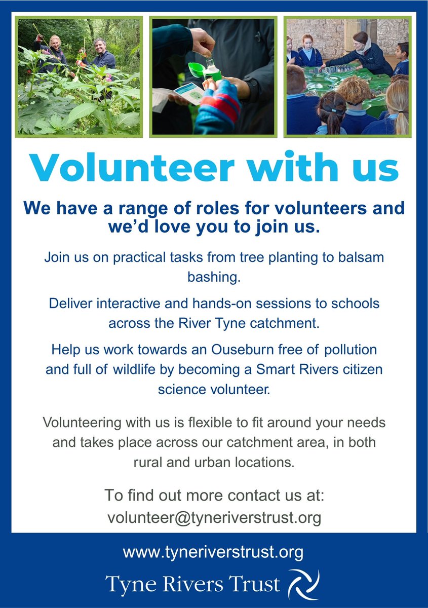 It's #volunteersweek and if you would like to find out more about meeting like-minded people, making new friends, learning new skills and caring for our rivers and the wider catchment, visit our website at tyneriverstrust.org/support-us/vol… (link in bio)