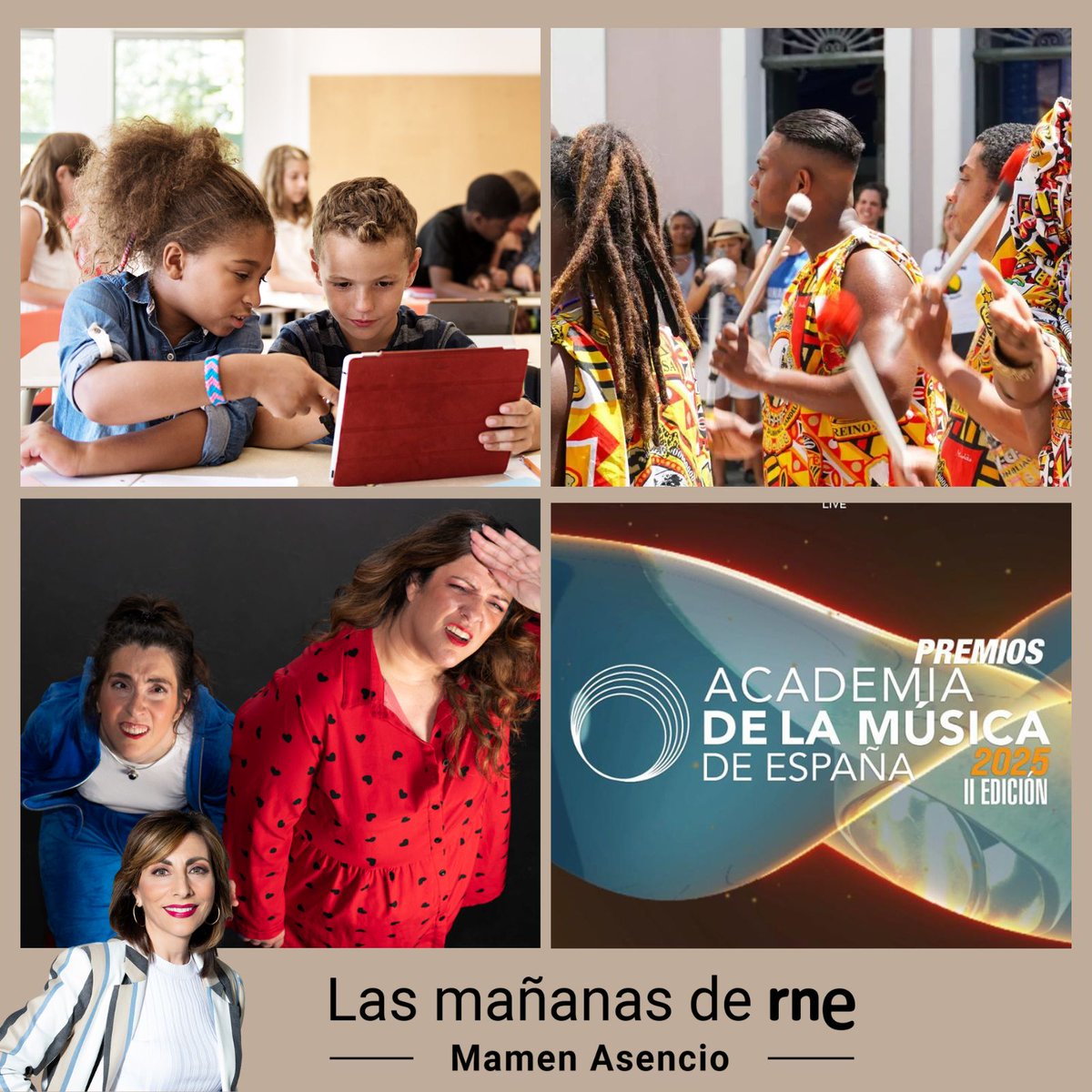 ¡Arrancamos con <a href="/MamenAsencio/">Mamen Asencio</a>!

🔸 Good Game Project <a href="/goodgame_pro/">Good Game Project</a> <a href="/Nidiaenlared/">Nidia Represa</a> 

🔸 Casa de África <a href="/ManuelaCarmena/">Manuela Carmena</a> <a href="/Casaafrica/">Casa África</a> 

🔸 'Gordas, Lisiadas y Mamarrachas' <a href="/teatrobarrio/">Teatro del Barrio</a> 

🔸 Premios <a href="/academusica/">Academia de la Música de España</a> 2025 

🔴 DIRECTO rtve.es/rneaudio
🎧  rtve.es/play/audios/la…