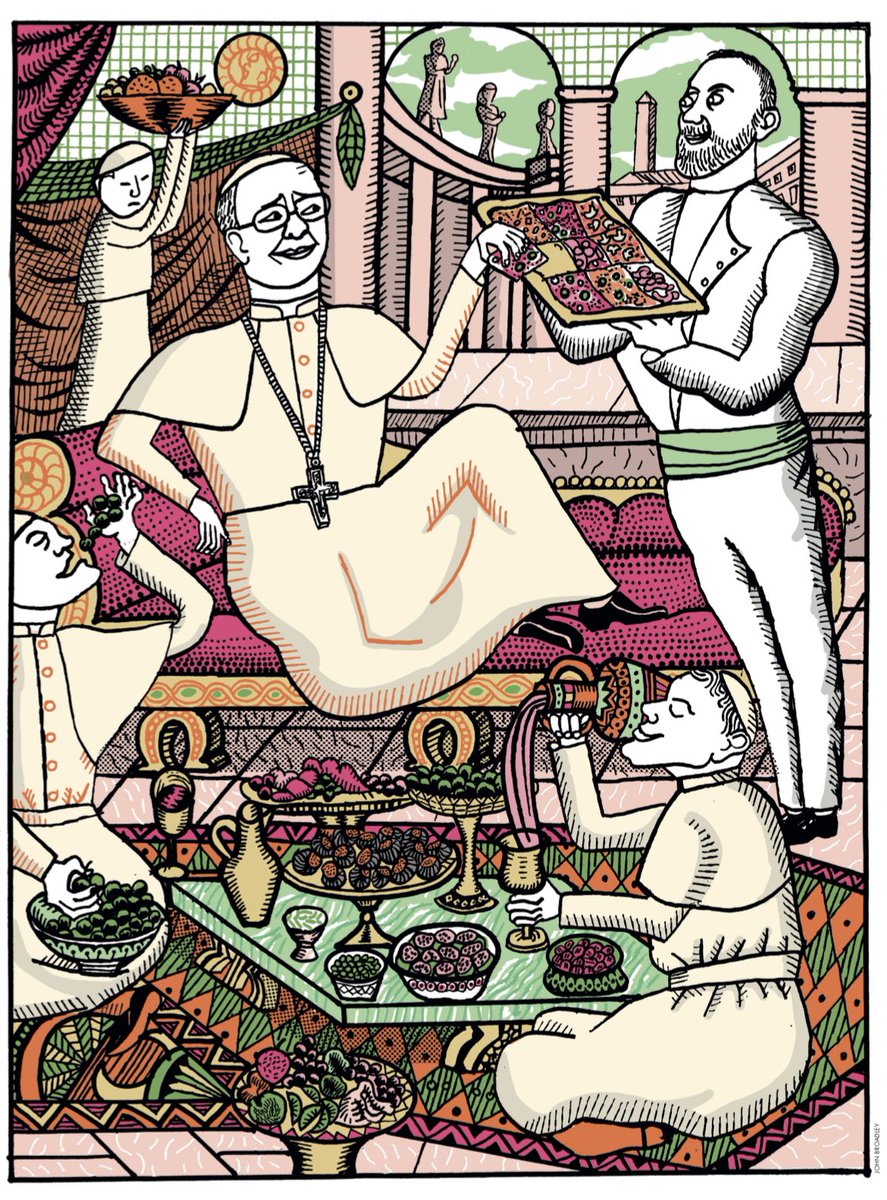 Such a fun John Broadley illo (feat. the Pope and Gabriele Bonci) for this piece I wrote for <a href="/TheSpectator/">The Spectator World</a> on becoming a shameless American tourist in Rome, read here 👇
thespectator.com/life/why-im-di…