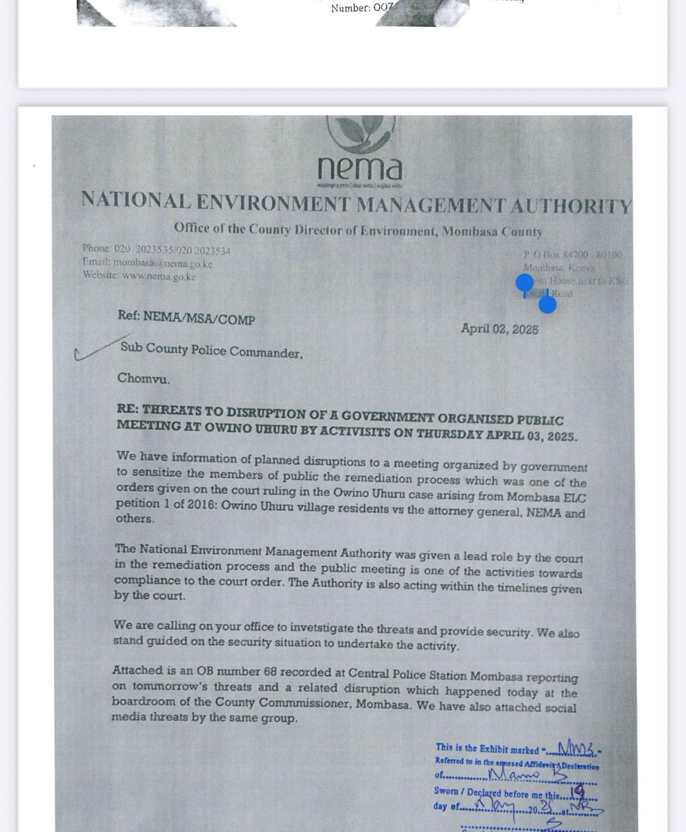 Center for Justice GEA (@cjgea) on Twitter photo Instead of delivering compensation and cleanup as ordered by the court, <a href="/NemaKenya/">NEMA Kenya</a> calls the police on environmental defenders.
Why is <a href="/NemaKenya/">NEMA Kenya</a> so afraid of the truth?
Why intimidate instead of implement?
We will not be silenced.
#EnvironmentalJusticeKE #JusticeForOwinoUhuru Instead of delivering compensation and cleanup as ordered by the court, <a href="/NemaKenya/">NEMA Kenya</a> calls the police on environmental defenders.
Why is <a href="/NemaKenya/">NEMA Kenya</a> so afraid of the truth?
Why intimidate instead of implement?
We will not be silenced.
#EnvironmentalJusticeKE #JusticeForOwinoUhuru