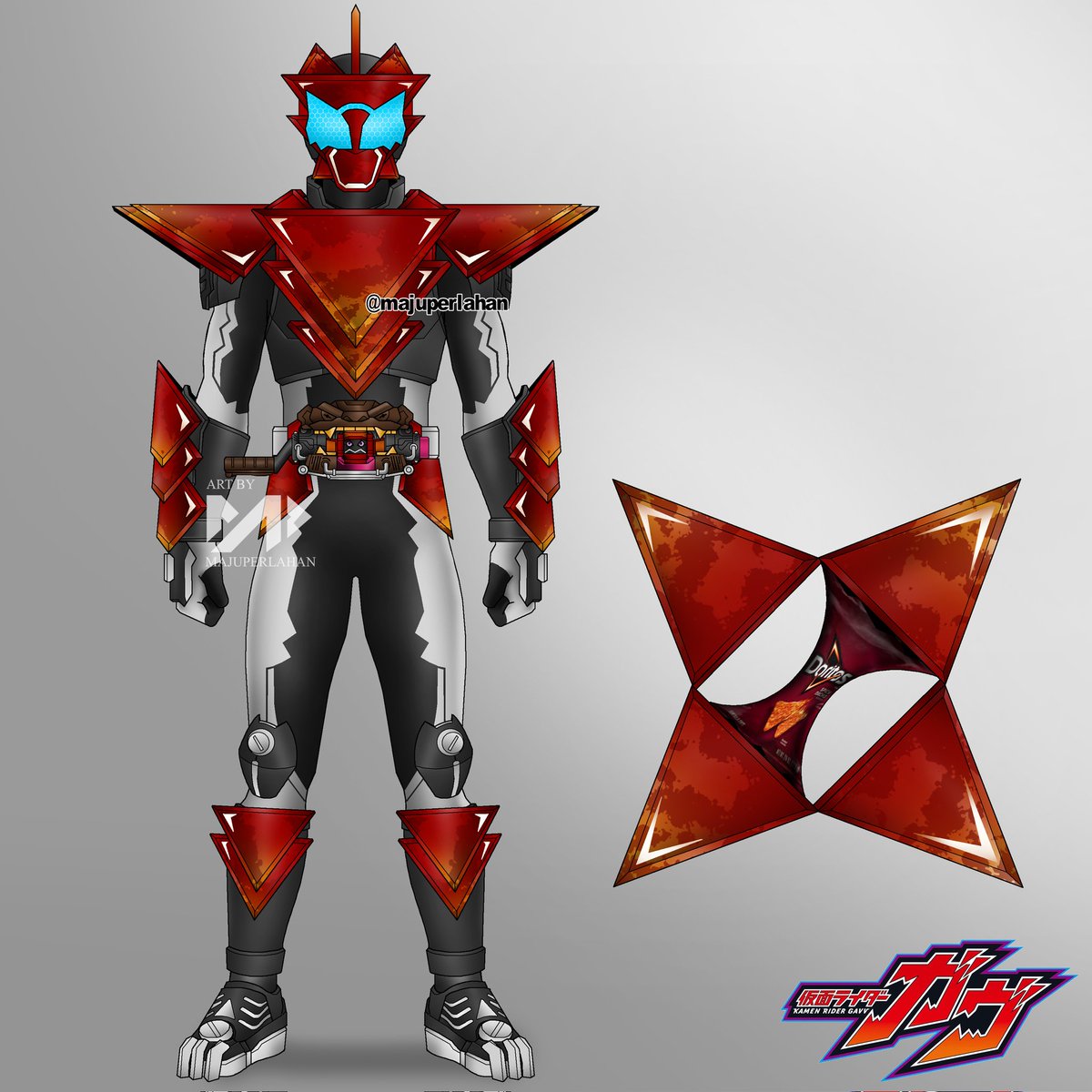 majuperlahan's tweet photo. My entry for #hdwgavvbattleevent

Kamen Rider Vdash Doritos Spicy
using Doritos Gochizo and Brown Gavv

#Kamenridergavv #仮面ライダーガヴ https://t.co/fat5DHbeF7