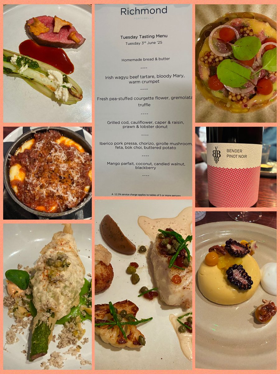 Huge thanks to Russell, Dave, Ava and team for yet another amazing meal! June tasting menu- Irish wagyu, stuffed courgette flower, prawn &amp; lobster donut! 🥰👏🏼👏🏼