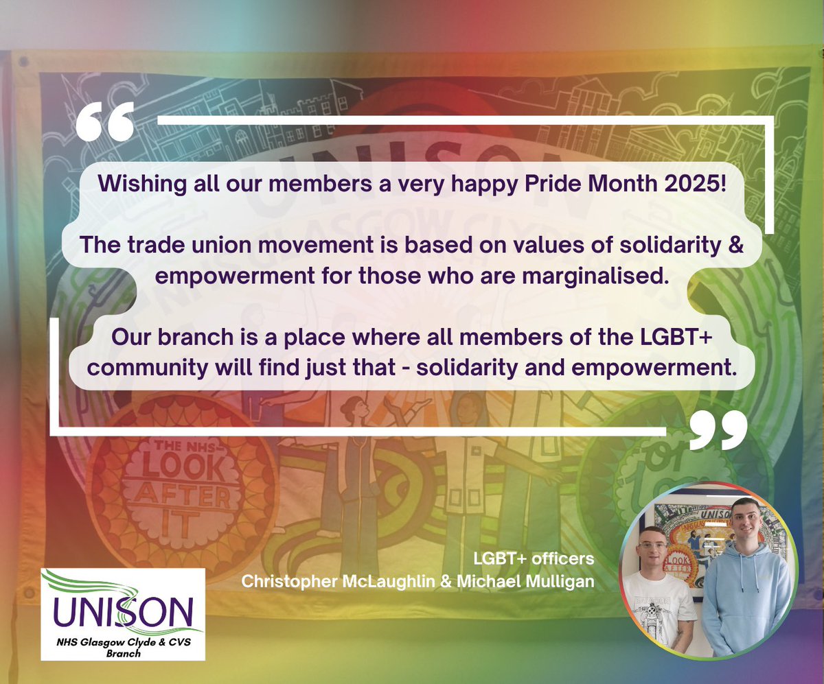 unisonnhsggc's tweet image. 🏳️‍🌈 A message from our LGBT+ officers this #PrideMonth 2025 🏳️‍⚧️

#InUNISON