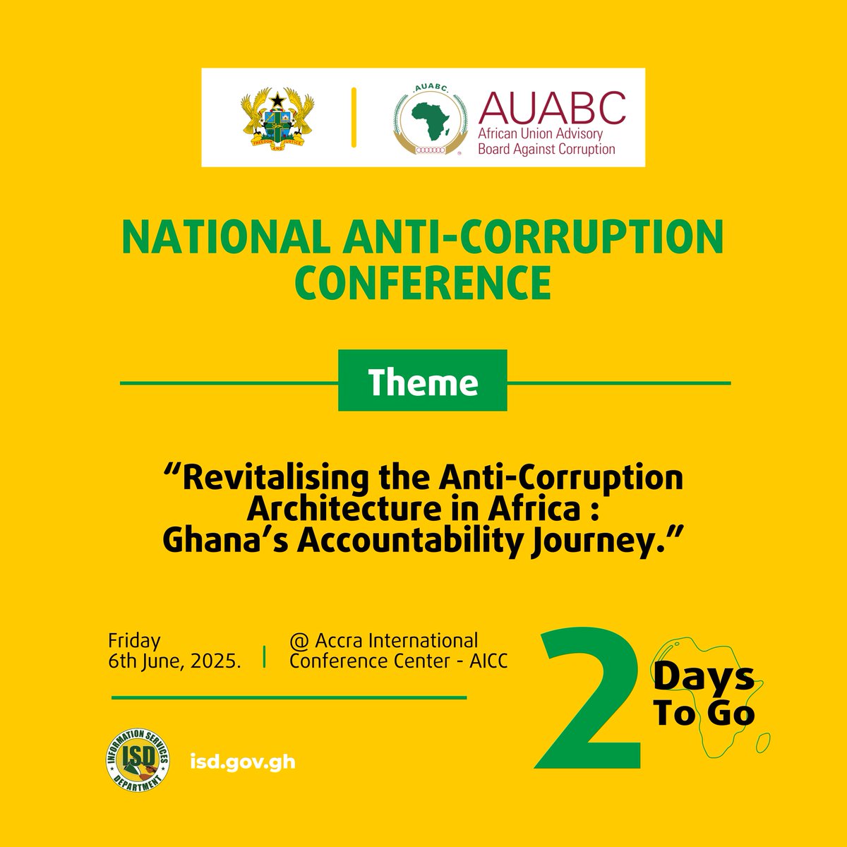 Two days to go until the National Anti-Corruption Conference at the Accra International Conference Center, where stakeholders will gather to discuss Ghana’s accountability journey and explore ways to revitalise the anti-corruption architecture across Africa.