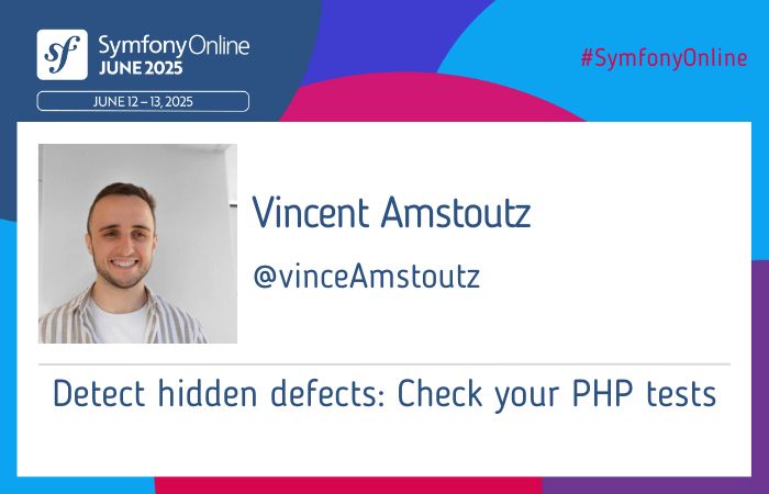 Les-Tilleuls.coop (@cooptilleuls) on Twitter photo Don't miss <a href="/vinceAmstoutz/">Vincent Amstoutz</a>'s talk next week at #SymfonyOnline June 2025, and dive into the world of mutation testing with him.
Register now: live.symfony.com/2025-online-ju… Don't miss <a href="/vinceAmstoutz/">Vincent Amstoutz</a>'s talk next week at #SymfonyOnline June 2025, and dive into the world of mutation testing with him.
Register now: live.symfony.com/2025-online-ju…