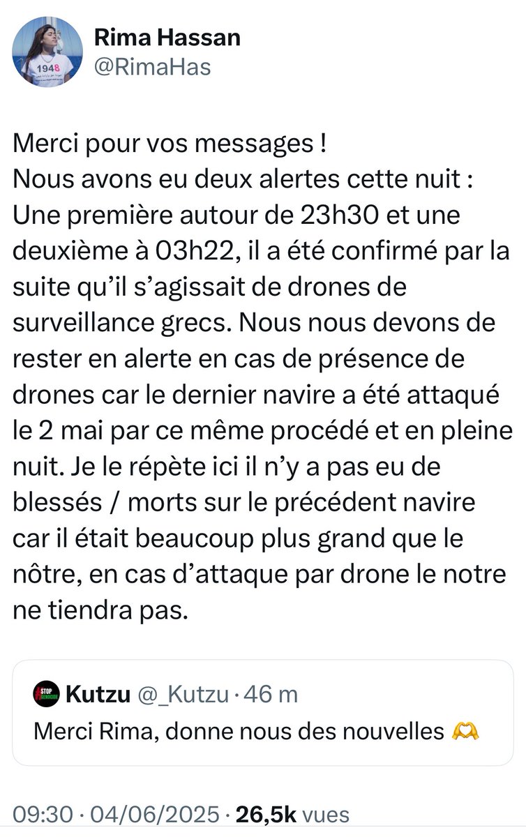 La France Insoumise dénonce l’attaque inadmissible lancée sur un convoi humanitaire, composé d’un bateau à voiles chargé de quatre paquets de riz et de deux influenceuses crème solaire, par des drones sionistes grecs.