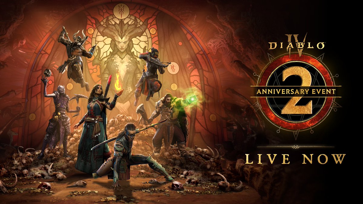 Celebrate 2 years of darkness with Mother’s Blessing, Gift of the Tree bonus Whisper cache, Gold-earnable cosmetics, and more infernal rewards 🔥⚔️

This limited-time #DiabloIV anniversary event is live now.

Details here: blizz.ly/4kyRAg7