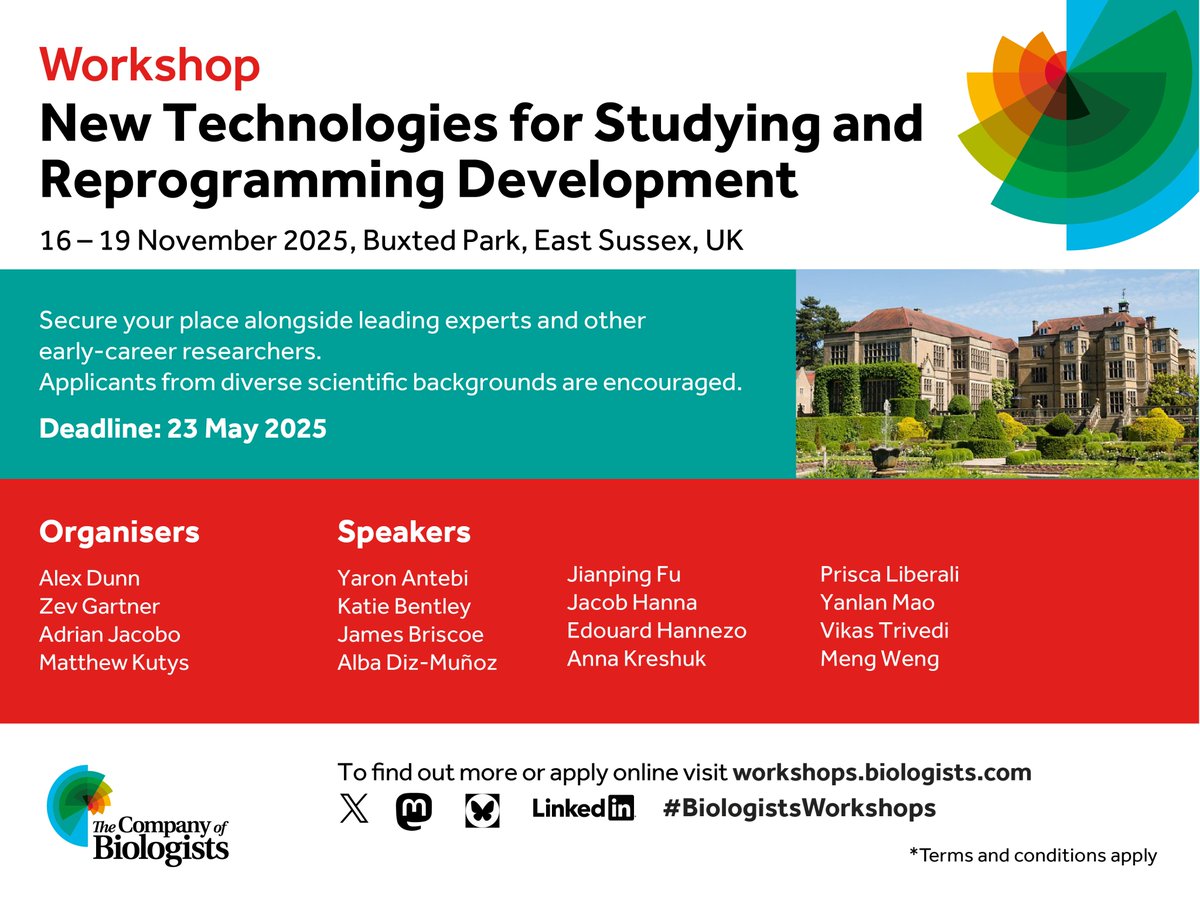 The Company of Biologists (@co_biologists) on Twitter photo 'New Technologies for Studying and Reprogramming Development' organised by Alex Dunn
<a href="/ZevGartner/">Zev Gartner</a> <a href="/Adrian_Jacobo/">Adrian Jacobo</a> and Matthew Kutys. biologists.com/workshops/nov-… 'New Technologies for Studying and Reprogramming Development' organised by Alex Dunn
<a href="/ZevGartner/">Zev Gartner</a> <a href="/Adrian_Jacobo/">Adrian Jacobo</a> and Matthew Kutys. biologists.com/workshops/nov-…