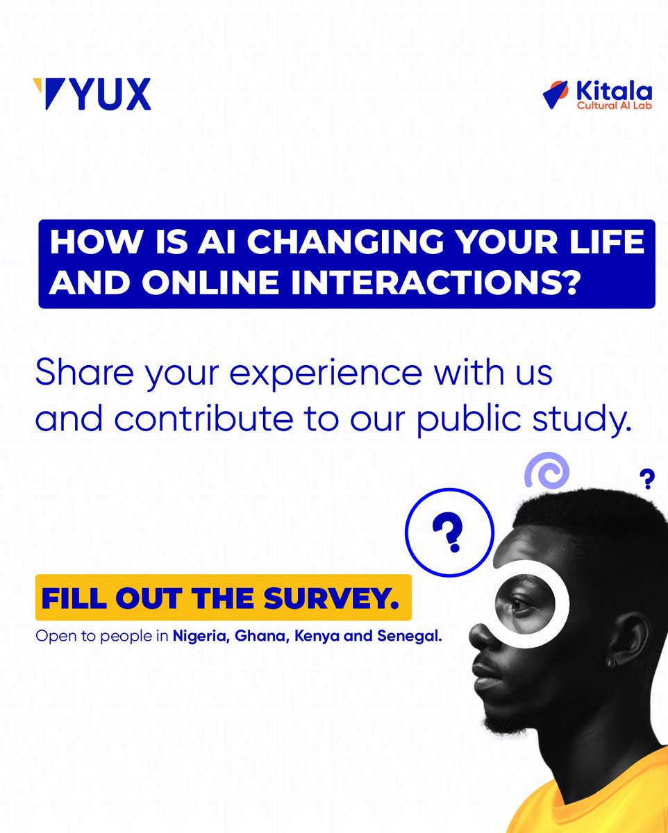🧵We’re launching a new survey on how people in Ghana, Nigeria, Kenya, and Senegal use AI tools like ChatGPT, Claude, Gemini or Meta AI.
Here’s why it matters:
Most AI studies focus on the West.
But how are these tools used across African contexts with our languages, cultures?