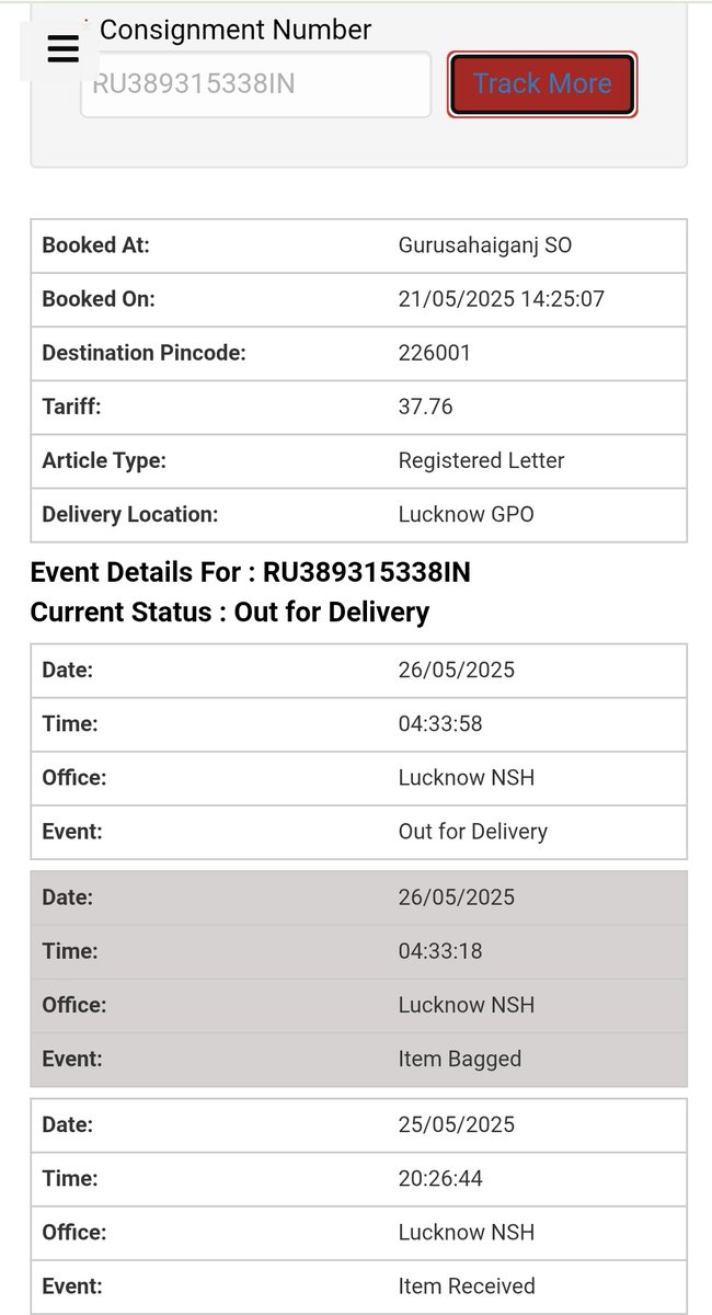 डाक विभाग की लापरवाहा कार्यशैली प्रार्थियों व शिकायतकर्ताओं को समय से न्याय दिलाने में बन रही बाधा, 26/05/25 को लखनऊ NSH कार्यालय में प्राप्त डाक अभी तक नहीं पहुंचाई गई <a href="/CMOfficeUP/">CM Office, GoUP</a> कार्यालय। <a href="/myogiadityanath/">Yogi Adityanath</a> <a href="/ANI/">ANI</a> <a href="/UPGovt/">Government of UP</a> <a href="/myogioffice/">Yogi Adityanath Office</a> <a href="/IndianPost8825/">Indian Post</a> <a href="/IndiaPostOffice/">India Post</a> <a href="/IPPBOnline/">India Post Payments Bank</a>