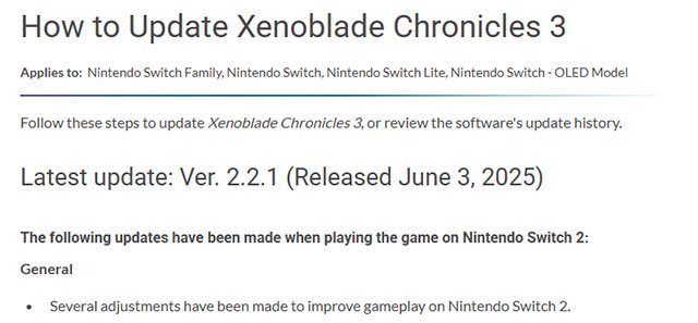 GhaithDalhoumi's tweet photo. Xenoblade Chronicles 3 just received a Switch 2 update! The patch includes "several adjustments to enhance gameplay on Nintendo Switch 2," making it even better for the new console! ⚔️🎮 #XenobladeChronicles3 #Switch2Update #NintendoSwitch2 #GamingNews https://t.co/bMTDMQWhOc