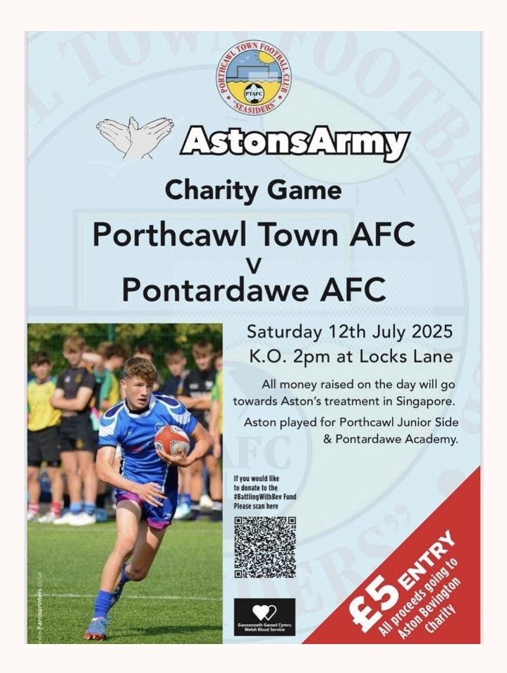 Pontardawe Town FC (@pontardawetown) on Twitter photo Really looking forward to this trip to <a href="/PorthcawlTownFC/">Porthcawl Town AFC</a> on July 12th to raise funds for #AstonsArmy
Come and support a great cause for a great lad #No0neFightsAlone
<a href="/pontyacademyfc/">Pontardawe Town Academy</a>
#UppaPonty Really looking forward to this trip to <a href="/PorthcawlTownFC/">Porthcawl Town AFC</a> on July 12th to raise funds for #AstonsArmy
Come and support a great cause for a great lad #No0neFightsAlone
<a href="/pontyacademyfc/">Pontardawe Town Academy</a>
#UppaPonty
