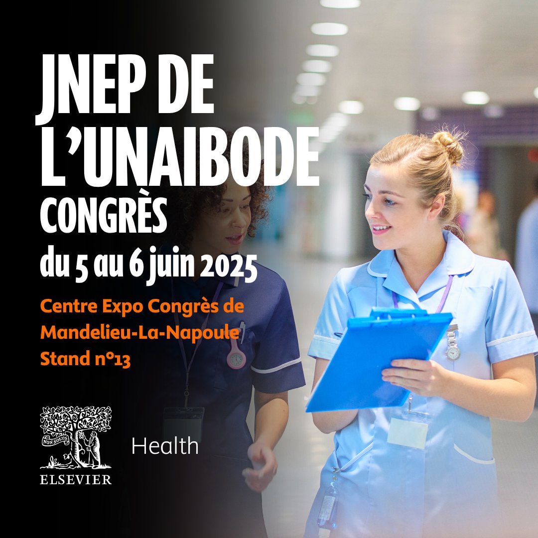 elseviermasson's tweet image. 🔹 Elsevier aux 40èmes JNEP de l’UNAIBODE 🏥
📅 5-6 juin 2025 | Centre Expo Congrès Mandelieu
📍 Stand 13 – Venez découvrir nos revues pour IBODE et échanger sur l’évolution des pratiques en bloc opératoire !
#UNAIBODE2025 #IBODE #BlocOpératoire #Elsevier