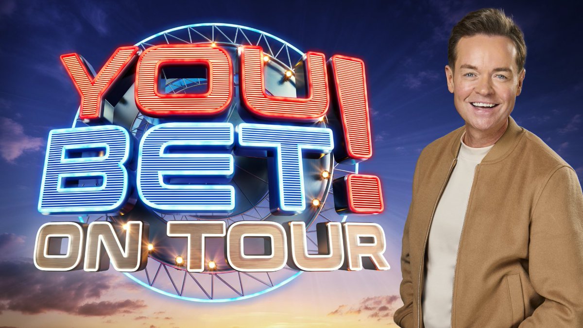 Stephen Mulhern is back for You Bet! On Tour 🎉 

This time, it’s bigger, braver and OUT of the studio, with epic new challenges and a star-studded celeb panel at a variety of UK locations.

Coming soon to ITV1 and ITVX.

Produced by Rollercoaster Television, part of #ITVStudios