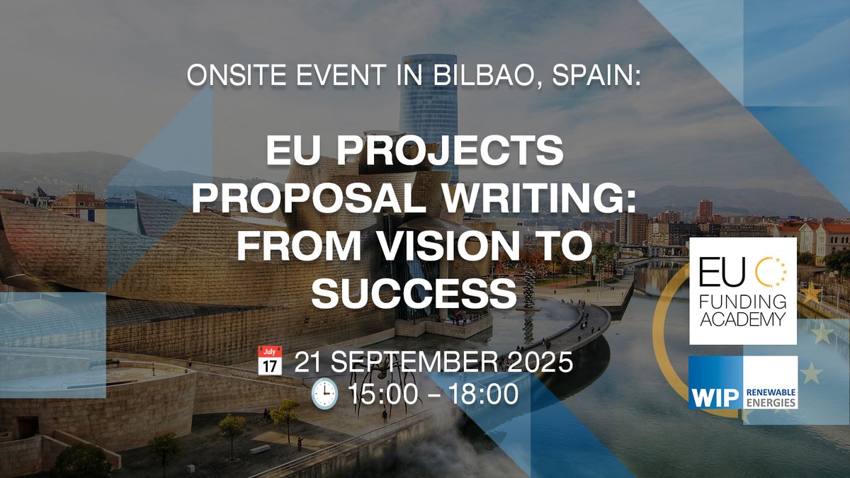 Join us in Bilbao for hands-on training on EU projects!

EU Projects Proposal Writing: 𝐅𝐫𝐨𝐦 𝐕𝐢𝐬𝐢𝐨𝐧 𝐭𝐨 𝐒𝐮𝐜𝐜𝐞𝐬𝐬
📅 21 Sept.
🏛️ <a href="/EUPVSEC/">EU PVSEC</a> in Bilbao

Learn how to turn your project vision into a compelling, fundable proposal!

Register now: eufundingacademy.eu
