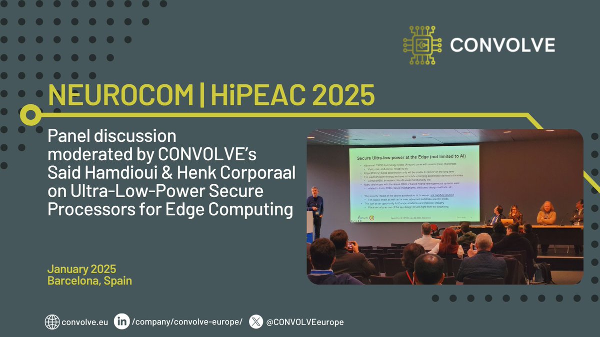 💡 How can Europe lead in ultra-low-power secure processors for edge computing?

At the NEUROCOM workshop during HiPEAC 2025, a high-level panel discussion brought together experts from academia, industry, and policy to explore Europe’s position in this fast-evolving field.

🎙️