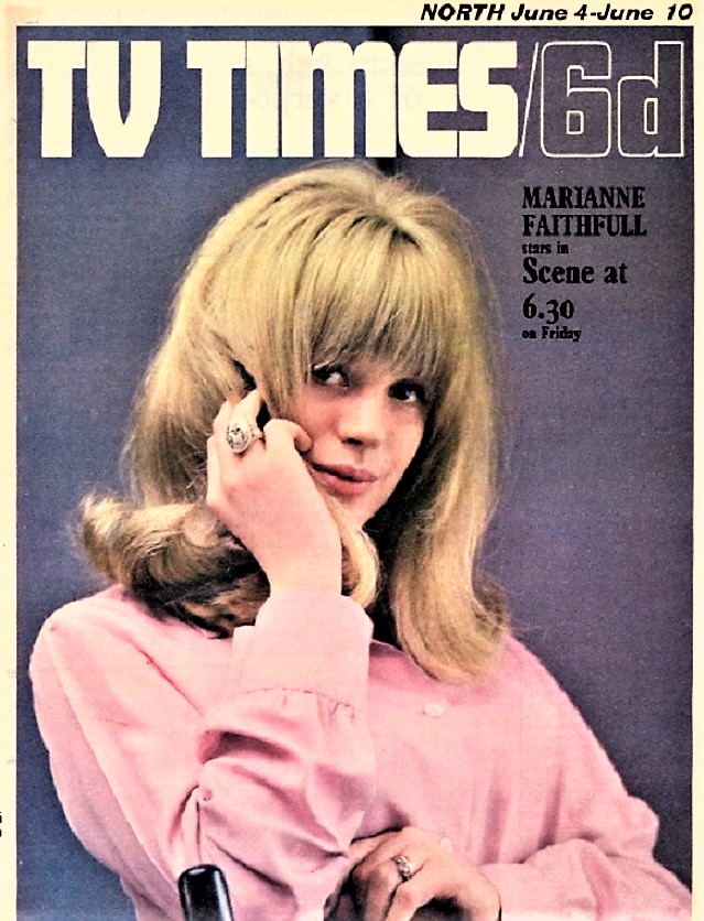 TV Times magazine, 4–10 June 1966. Featuring 19-year-old Marianne Faithfull.