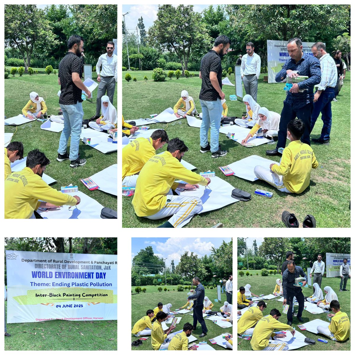 Govt Middle School Soiteng, Srinagar Block, students take part in a World Environment Day celebration at Harwan Garden, competing with other blocks.
<a href="/ACP__Srinagar/">ACP Srinagar</a>
<a href="/srinagaradmin/">Srinagar district administration</a>
<a href="/JkDipr/">DIPR-JK</a> 
<a href="/mission_sbm/">SBM-G, Jammu and Kashmir</a> 
<a href="/swachhbharat/">Swachh Bharat Mission - Grameen</a>