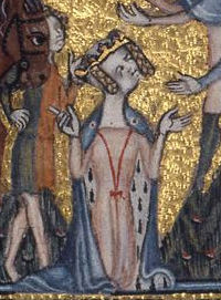 #OnThisDay 4th June 1394 (or thereabouts) died Mary de Bohun, first wife of Henry Bolingbroke, the future King Henry IV, and mother of his 6 children.  
Here a delightful image of Mary from the Psalter made to commemorate her marriage to Henry.  
Now in the Fitzwilliam Museum.
