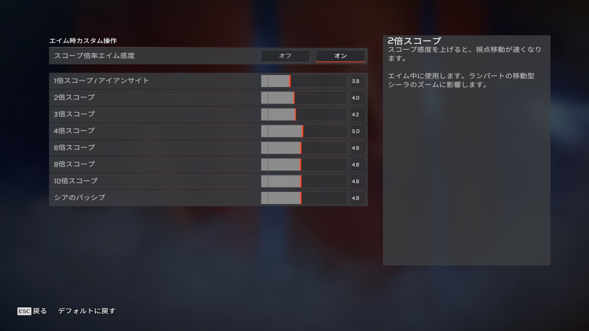 APEX復帰後使ってる感度はこれ！

もちろん最強ぶんた数字感度4-1リニア🔥

正直現環境はクラシックかDZ小もありだと思うから時間あるとき作ってみようかな！

#APEX #ぶんた感度