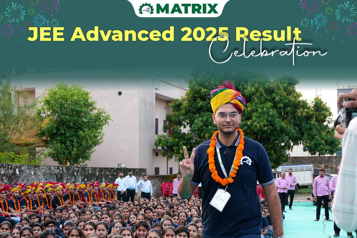 MatrixSikar's tweet image. 🎉 JEE Advanced 2025 Result Celebration at #MatrixSikar! 🕺💃
Matrix rocks JEE Advanced 2025–
⭐AIR 70, Sikar topper
🔥6 in Top 650, 17 in Top 2100, 74 students in Top 5000 AIR
🔥1220+ Qualified
🔥670+ Possible IIT &amp;amp; 1287+ NIT/IIIT selections
 
#jeeadvanced2025 #JEEAdvancedResult