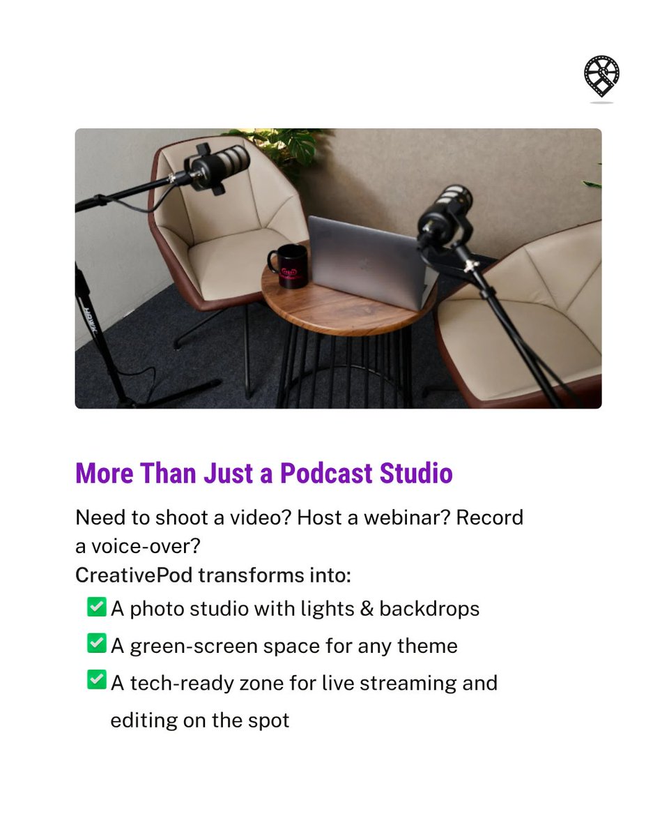 sceneloc8's tweet photo. Looking for the perfect space to record your next big episode? 

This week’s featured studio is designed for crisp audio, creative vibes, and total focus.

Book now and let your voice be heard!
#Sceneloc8 #StudioRental #PodcastLife #VoiceYourVision #CreatorsSpace https://t.co/BiRBeIY3zY