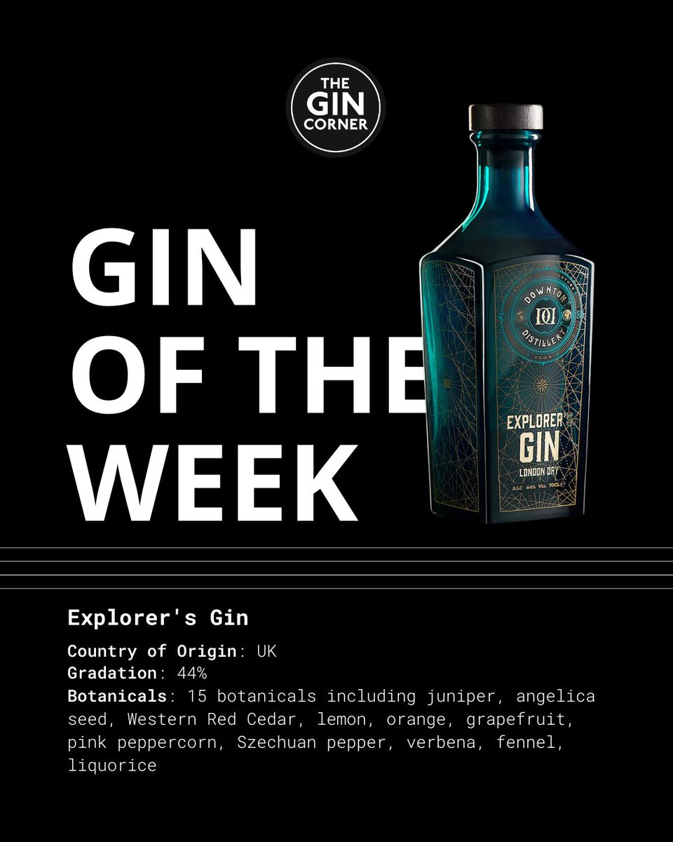 TheGinCorner's tweet photo. Our #GinOfTheWeek series is back!
And we're kicking things off in style with Explorer’s Gin by @downtondistill1 🍸

A Contemporary London Dry that pays tribute to the fearless explorers of the Golden Era — and to today’s boundary-pushers. 🌍

#TheGinCorner #explorersgin https://t.co/D1DUjFOi6S