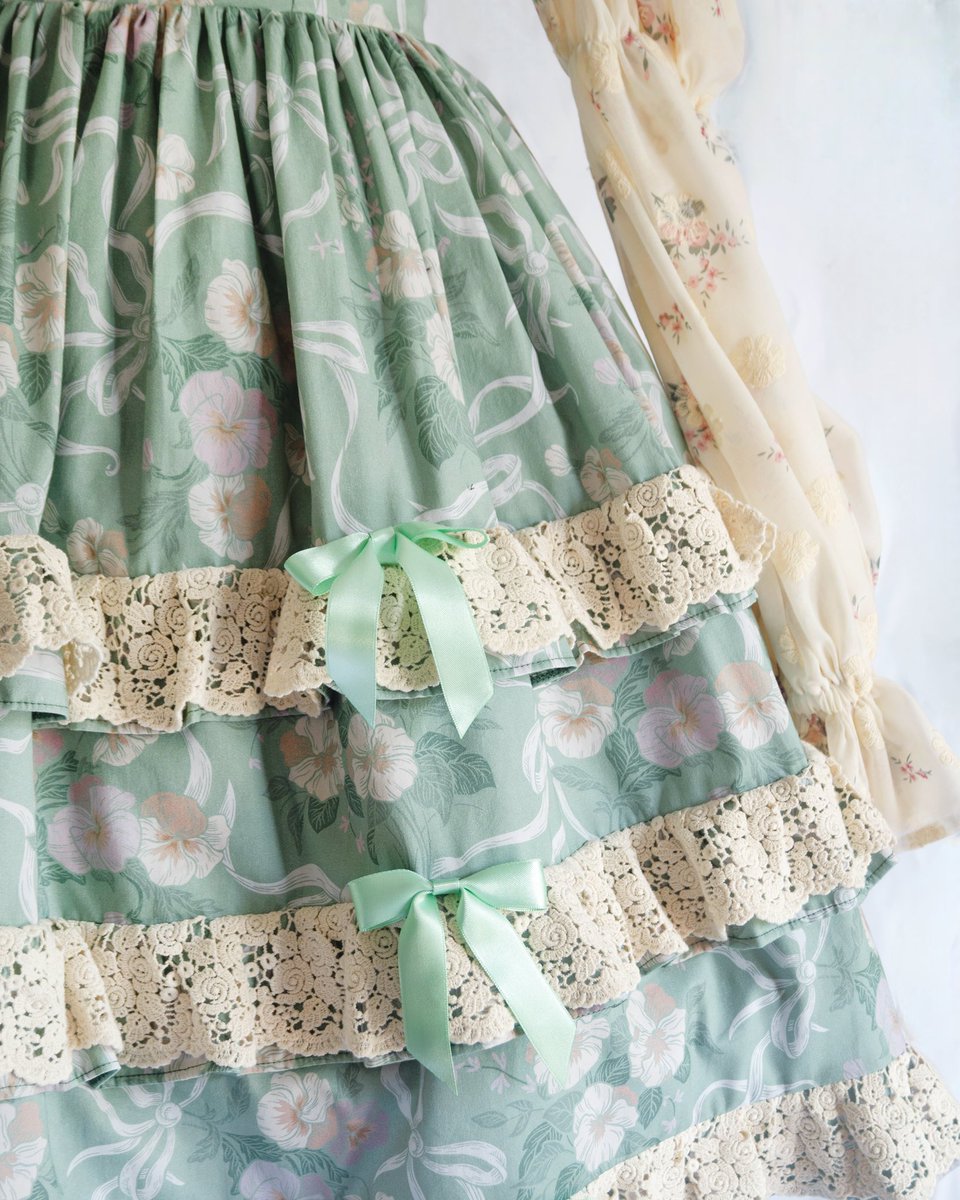 The “Viola” collection pre-order has begun! You have two weeks to reserve the sage green “Viola” pinafore dress &amp; headdress, the “Amelia” blouse, the “Roses &amp; Pearls” necklace and earring set, and many other pieces!