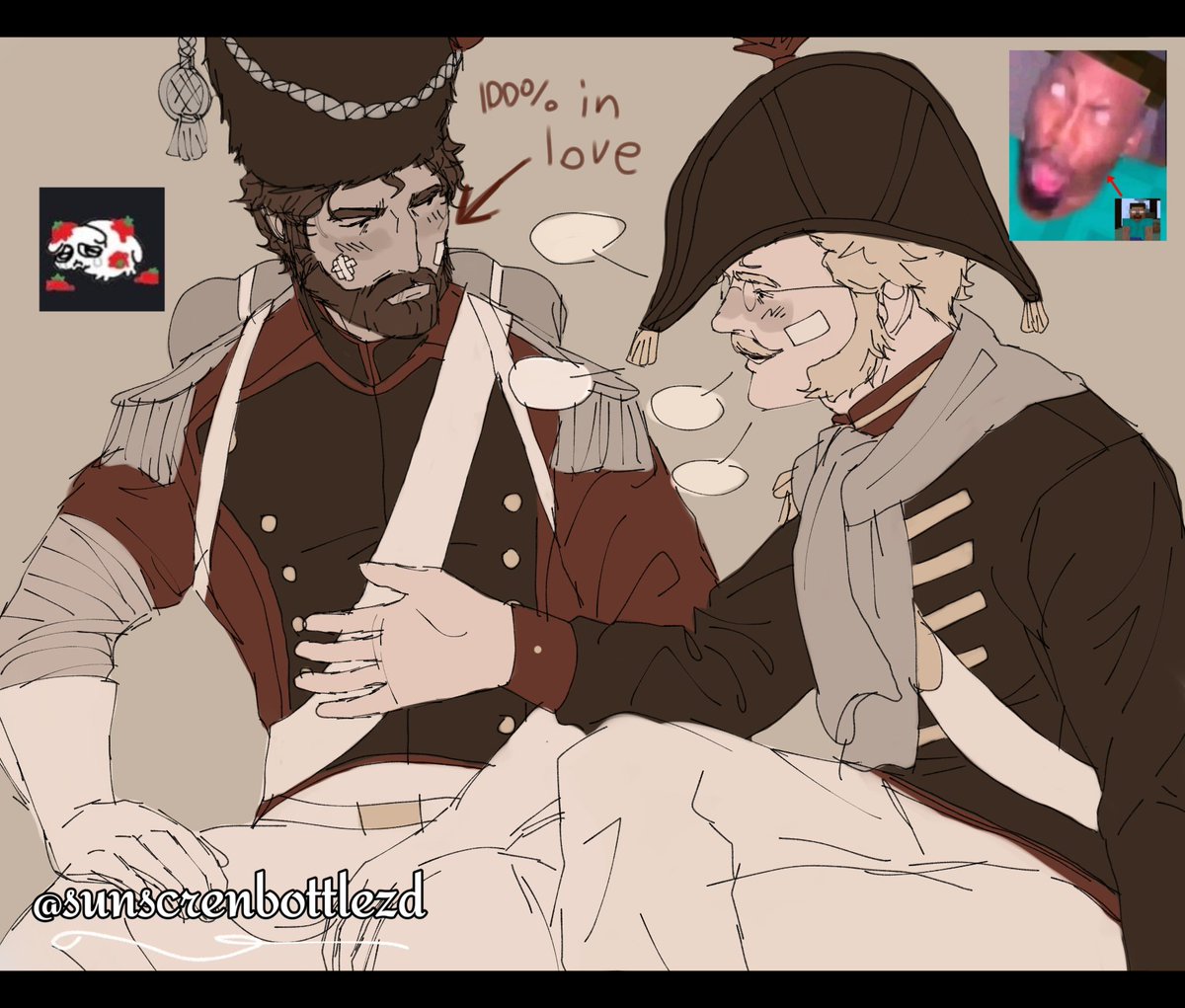 sunscrenbottlez's tweet image. Another one, thank you🔔‼️
Decided to finish this doodle of Eric and Alucard with that one ship dynamic "yapper x listener"
•—•—•—•—•
They've been married for several years and they're almost seniors😛
#GNB #gutsandblackpowder #roblox