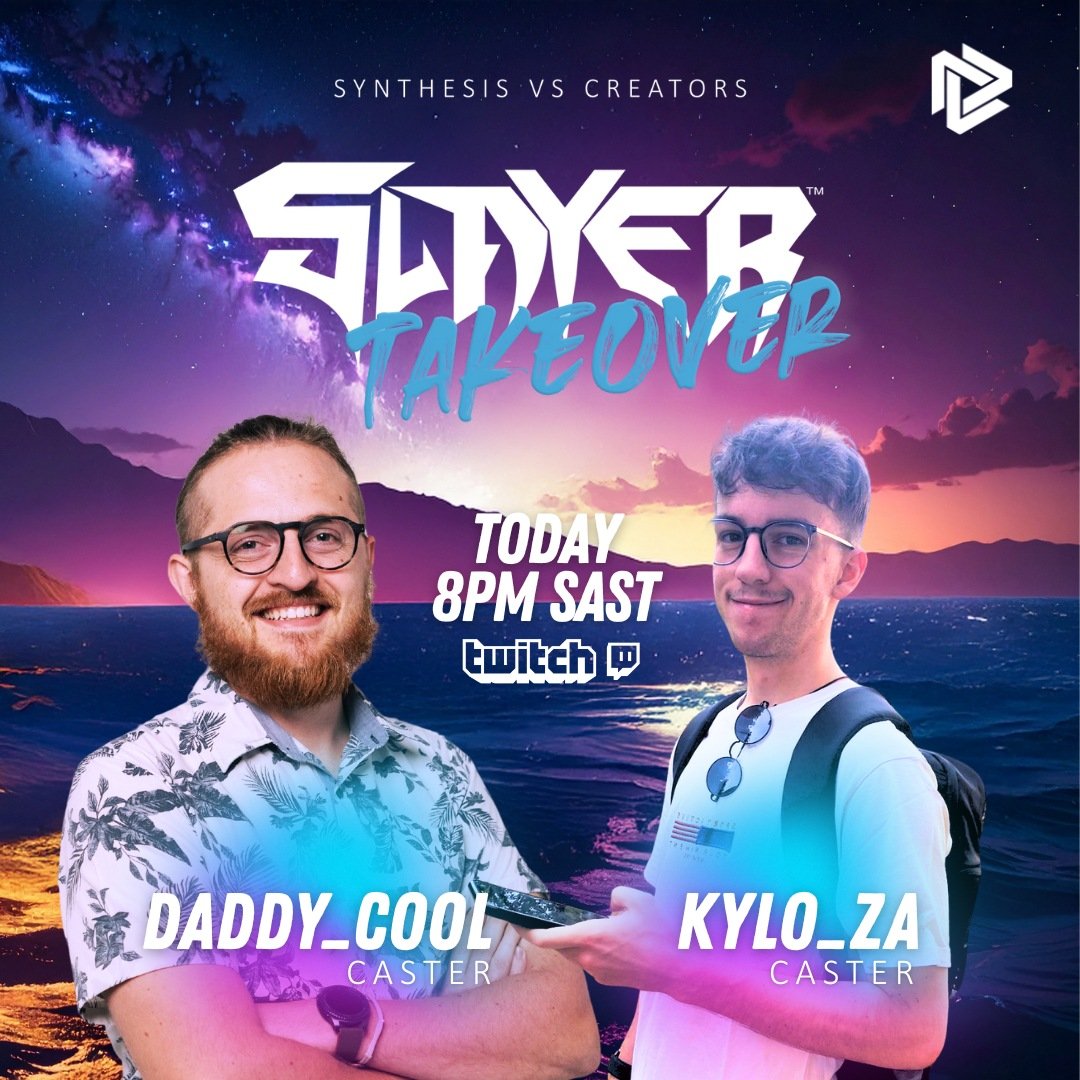Doesn't get better than this. Catch <a href="/DaddyCOolZA/">Daddy_COol</a> and <a href="/Kyl0_ZA/">Kyl0_ZA</a> as they bring us all the action live for the <a href="/SynthesisENMT/">Synthesis</a> Slayer TakeOver 💀 🔥 

twitch.tv/slayer_energy?…

#SynCity #SlayerEnergy #DeathToDull