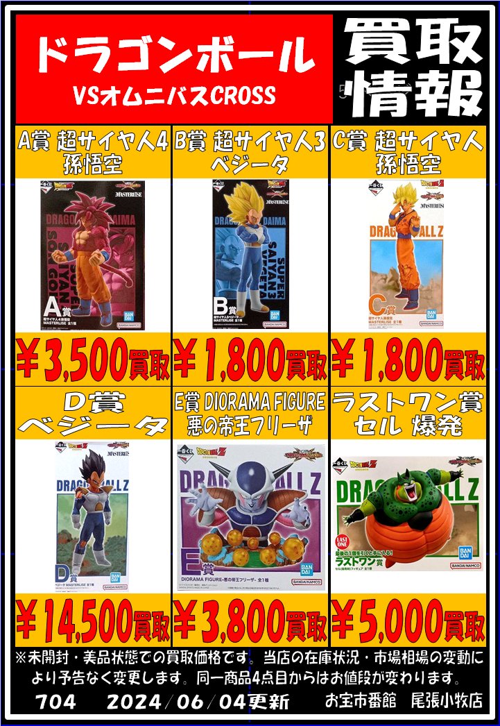 🔥一番くじ買取情報 ドラゴンボール VSオムニバスCROSS 買取価格更新し