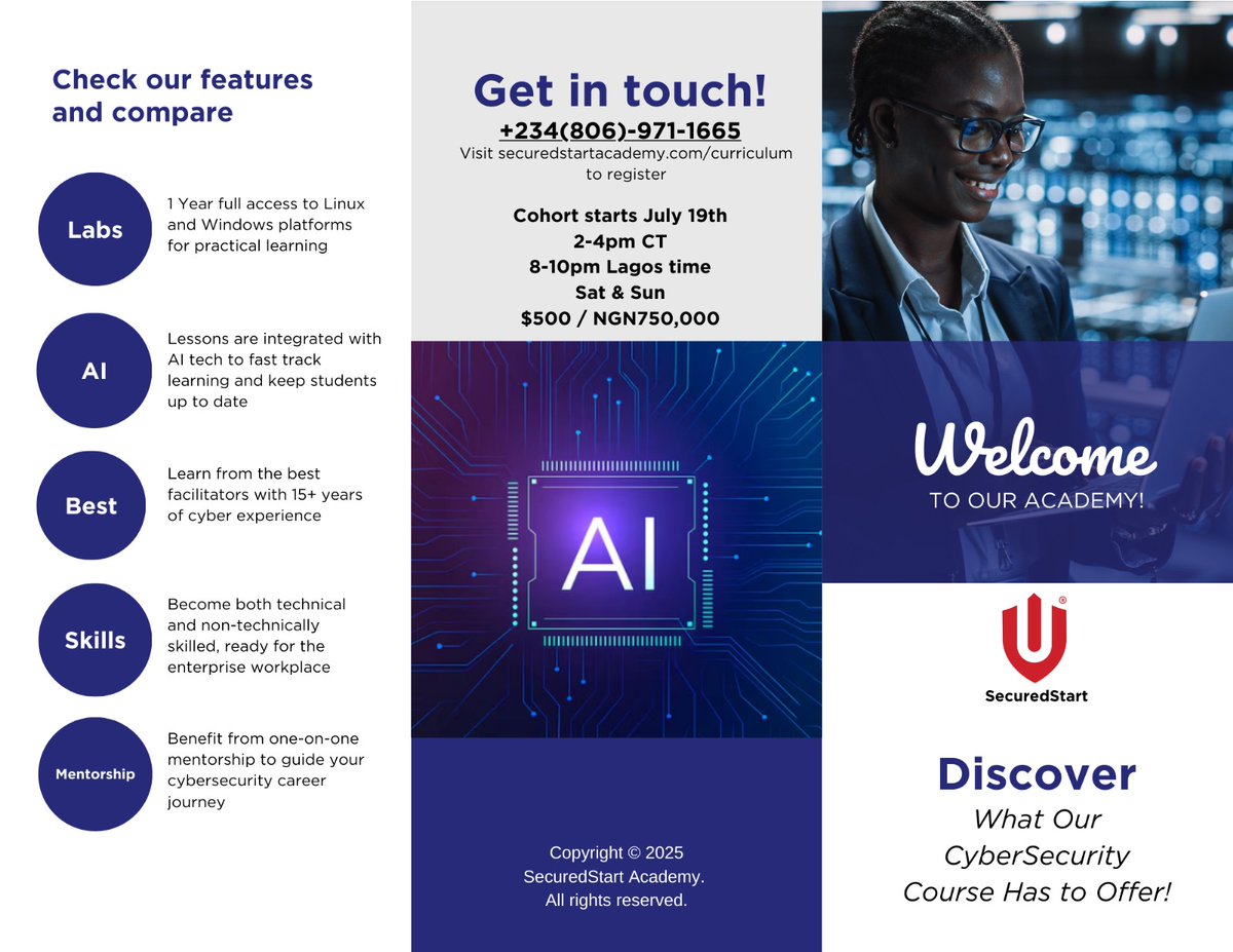 🚀 Launch your cybersecurity career in 12–14 weeks!
👨‍🏫 Learn from experts from Amazon, IBM &amp; more
🤖 AI-powered, hands-on training + 1-on-1 mentorship
🖥️ 1-year lab access &amp; job-ready skills
📅 Starts July 19 | 💲$500 | 🔗 securedstartacademy.com | Use code CYBERAI for 5% off