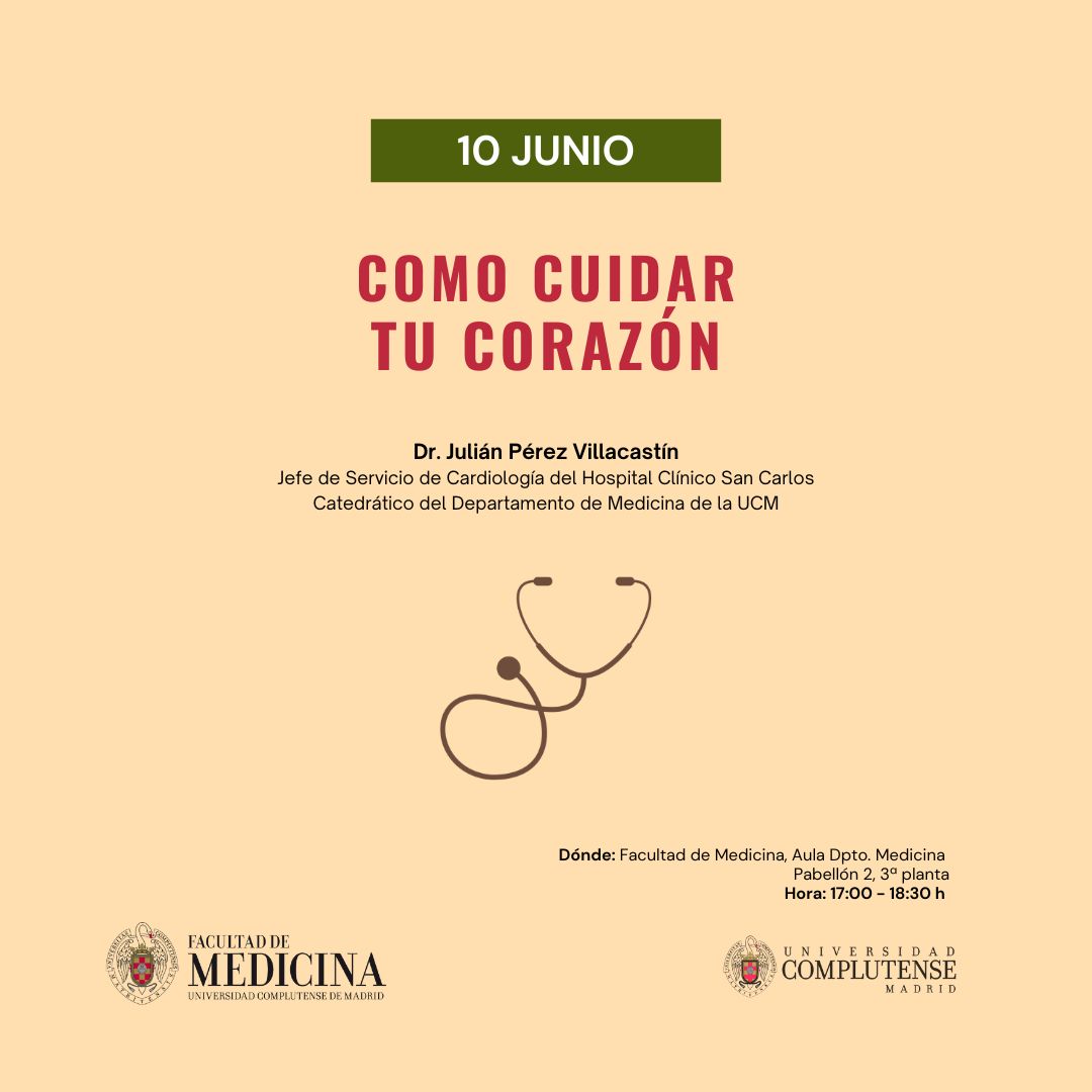 📣 ¡Vuelve el Ciclo de Seminarios "Educación para la Salud"!

🗓 Miércoles 9 de abril | 17:00-18:30

🎙 “¿Se puede curar el cáncer?” con el Dr. Julián Pérez Villacastín (UCM - H. Clínico)

📍Organiza Alumni UCM + Depto. de Medicina

👉 Inscripción abierta: forms.gle/TKTAYWnnLMXyu1…