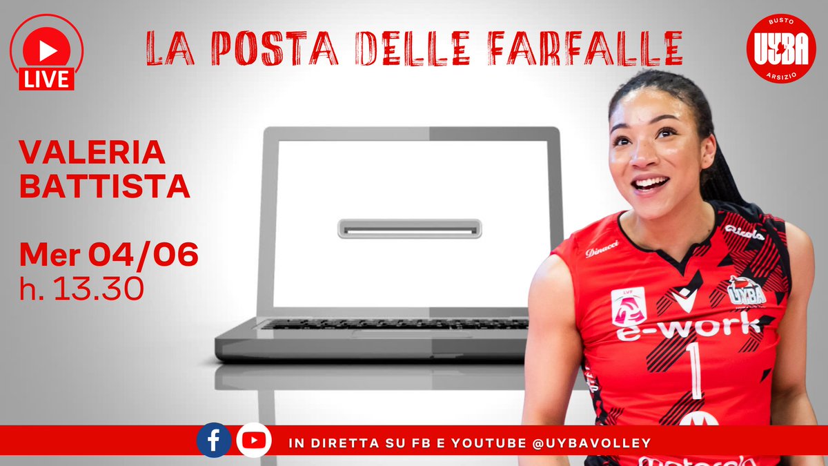 Oggi alle 13.30 tutti collegati per "La posta delle farfalle!" con Valeria Battista!
Ci vediamo qui: youtube.com/watch?v=v870VB…