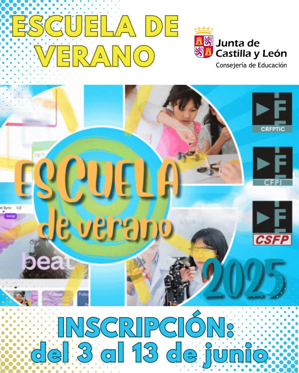 CFIELeón (@cfiedeleon) on Twitter photo ☀️ESCUELA DE VERANO 2025☀️ <a href="/educacyl/">Educación JCyL</a>
Accede a toda la información inscripción de las actividades en las páginas web de los centros de formación:
➡️ <a href="/CSFPJCYL/">CSFP</a>
➡️ <a href="/CFPIdiomas/">CFP IDIOMAS</a>
➡️ <a href="/crfptic/">CRFPTIC</a>
📩 Inscripción hasta el 1️⃣3️⃣ de junio.
#formacióndocente
#escueladeverano ☀️ESCUELA DE VERANO 2025☀️ <a href="/educacyl/">Educación JCyL</a>
Accede a toda la información inscripción de las actividades en las páginas web de los centros de formación:
➡️ <a href="/CSFPJCYL/">CSFP</a>
➡️ <a href="/CFPIdiomas/">CFP IDIOMAS</a>
➡️ <a href="/crfptic/">CRFPTIC</a>
📩 Inscripción hasta el 1️⃣3️⃣ de junio.
#formacióndocente
#escueladeverano