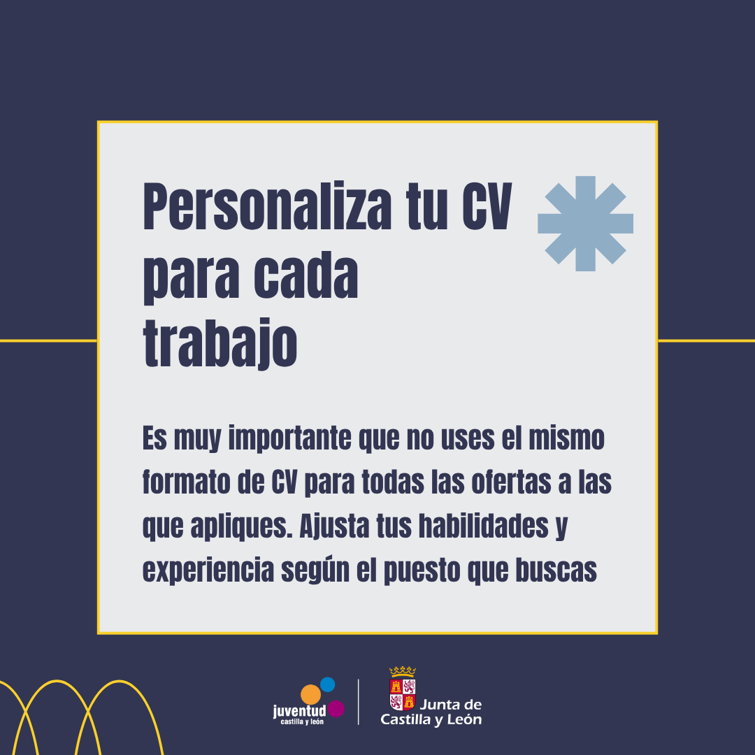 👀 ¿Tienes dudas sobre cómo realizar tu CV?

Aquí tienes un tip clave para mejorarlo y destacar 😉

⚡ ¡Tu CV es tu principal carta de presentación!