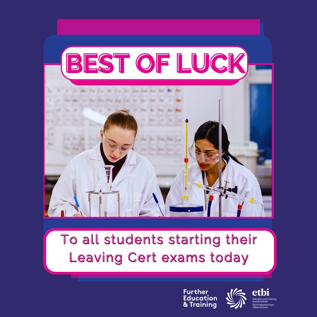 Wishing the best of luck to all Leaving Certificate students starting their exams today!