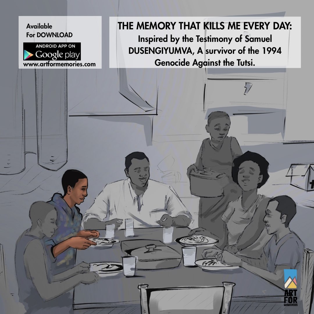 Art for Memories (@artformemories) on Twitter photo THE MEMORY THAT KILLS ME EVERY DAY
Inspired by the Testimony of Samuel DUSENGIYUMVA ( <a href="/dusengiyumvas/">Samuel DUSENGIYUMVA</a> ), A Survivor of the 1994 Genocide Against the Tutsi.
Read the Story by:
Downloading : ART FOR MEMORIES or visit artformemories.com/stories# for a written and illustrated story. THE MEMORY THAT KILLS ME EVERY DAY
Inspired by the Testimony of Samuel DUSENGIYUMVA ( <a href="/dusengiyumvas/">Samuel DUSENGIYUMVA</a> ), A Survivor of the 1994 Genocide Against the Tutsi.
Read the Story by:
Downloading : ART FOR MEMORIES or visit artformemories.com/stories# for a written and illustrated story.