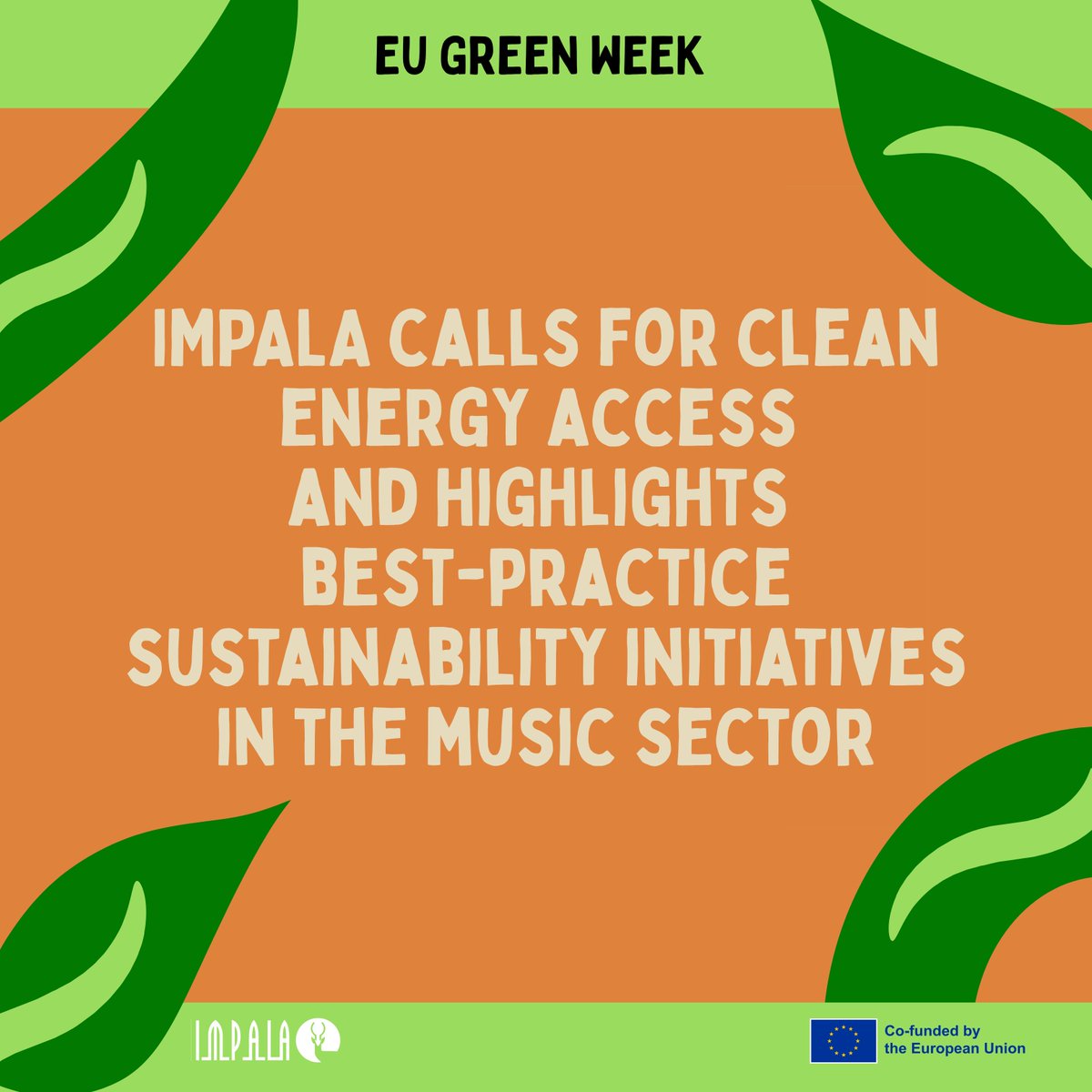 IMPALA (@impalamusic) on Twitter photo For #EUGreenWeek, IMPALA calls for equitable access to clean energy & highlights best-practice sustainability initiatives in music, & own Climate Clinics, co-funded by the EU.
👉bit.ly/4dKSPX7
Register for sustainability webinar w/ <a href="/JuliesBicycle/">Julie's Bicycle</a>: bit.ly/4jzjxmH For #EUGreenWeek, IMPALA calls for equitable access to clean energy & highlights best-practice sustainability initiatives in music, & own Climate Clinics, co-funded by the EU.
👉bit.ly/4dKSPX7
Register for sustainability webinar w/ <a href="/JuliesBicycle/">Julie's Bicycle</a>: bit.ly/4jzjxmH
