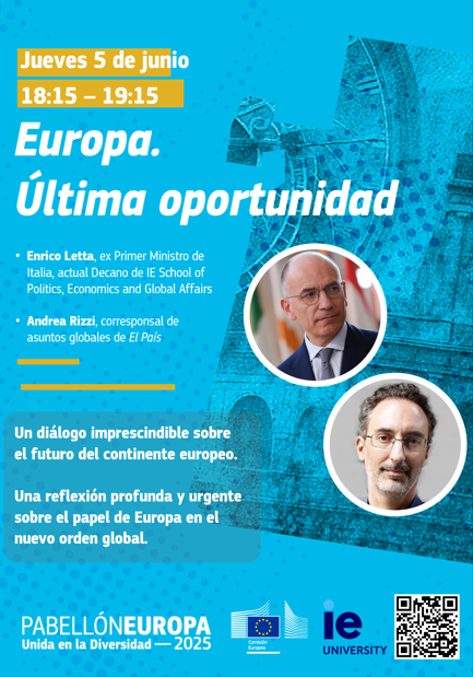 Si les interesa el futuro de Europa, les animo a acudir mañana a un diálogo con <a href="/EnricoLetta/">Enrico Letta</a>. Conversaremos al hilo de su excelente libro 'Europa. Última oportunidad'. Será para mí un placer y un honor.

Recuperamos así el acto que cancelado el viernes por el cierre del Retiro