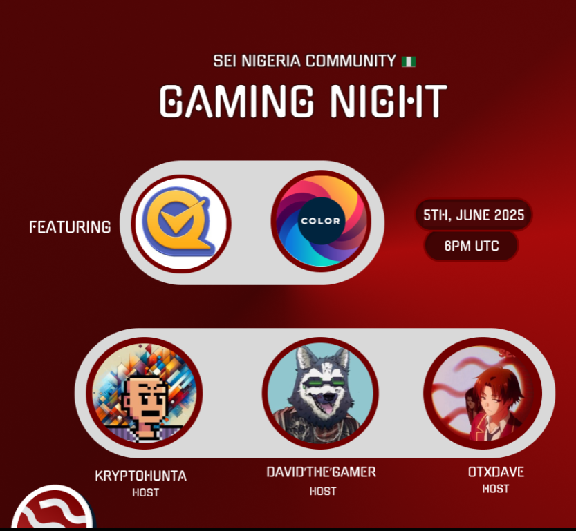 Krypto Hunta.sei (@kryptohunta) on Twitter photo Games night is here with us again!!!!
Join me, <a href="/ojigombadavid/">David 'the' Gamer๐บ๐ฒ</a> and <a href="/otxdave_web3/">ร๐๐.๐๐๐๐๐ข</a> together with the whole <a href="/SeiNetwork/">Sei ๐ด</a> community as we go again with <a href="/GamingOnSei/">Gaming On Sei</a> tomorrow!!! We will be playing <a href="/PlayQuizmatch/">Quizmatch</a> and <a href="/rgbclash_xyz/">Color</a>.
๐Sei Nigeria Community Discord (link in comments) Games night is here with us again!!!!
Join me, <a href="/ojigombadavid/">David 'the' Gamer๐บ๐ฒ</a> and <a href="/otxdave_web3/">ร๐๐.๐๐๐๐๐ข</a> together with the whole <a href="/SeiNetwork/">Sei ๐ด</a> community as we go again with <a href="/GamingOnSei/">Gaming On Sei</a> tomorrow!!! We will be playing <a href="/PlayQuizmatch/">Quizmatch</a> and <a href="/rgbclash_xyz/">Color</a>.
๐Sei Nigeria Community Discord (link in comments)