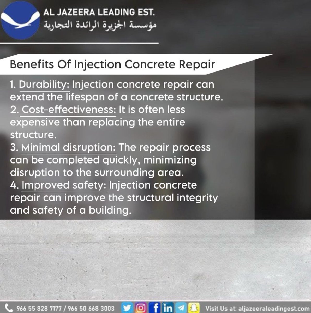 LeadingAl's tweet photo. Benefits
1. Durability.
2. Cost-effectiveness.
3. Minimal disruption.
4. Improved safety. https://t.co/8ZfcYAgggc