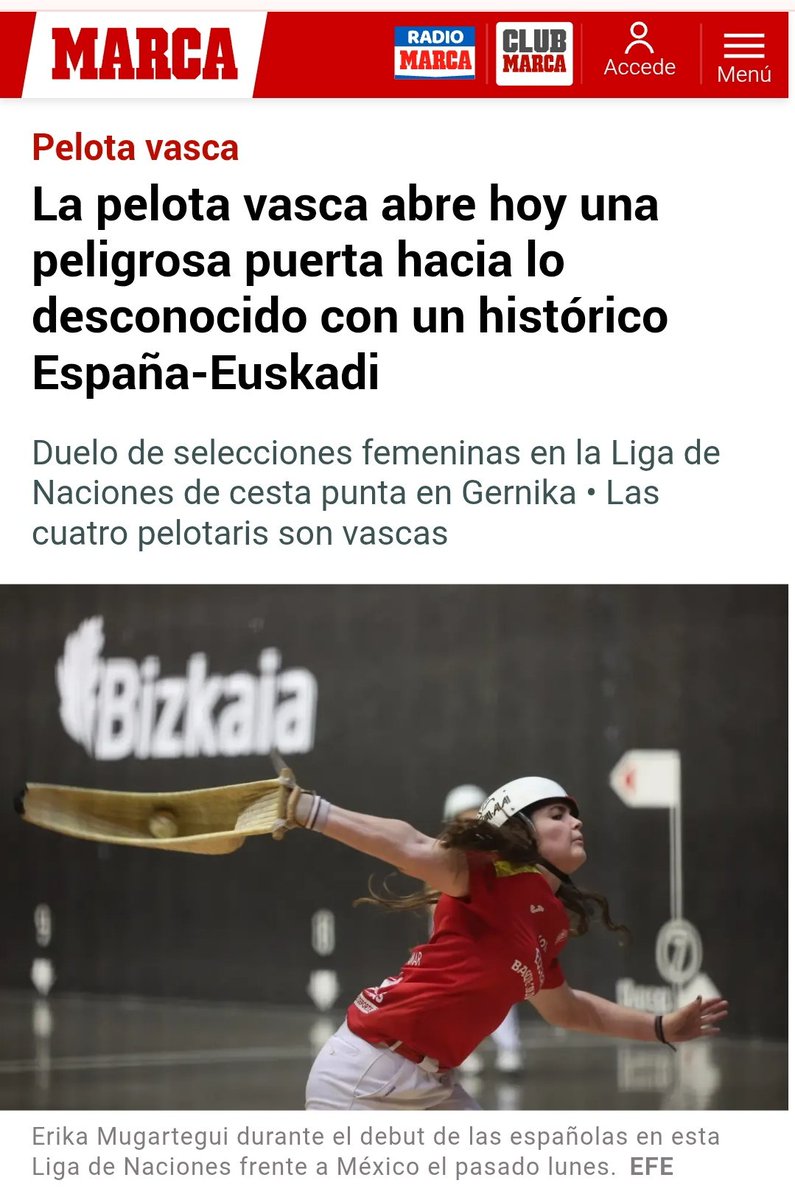 Pues sí. Es bastante bochornoso que las cuatro pelotaris sean vascas y dos de ellas tengan que jugar con España.