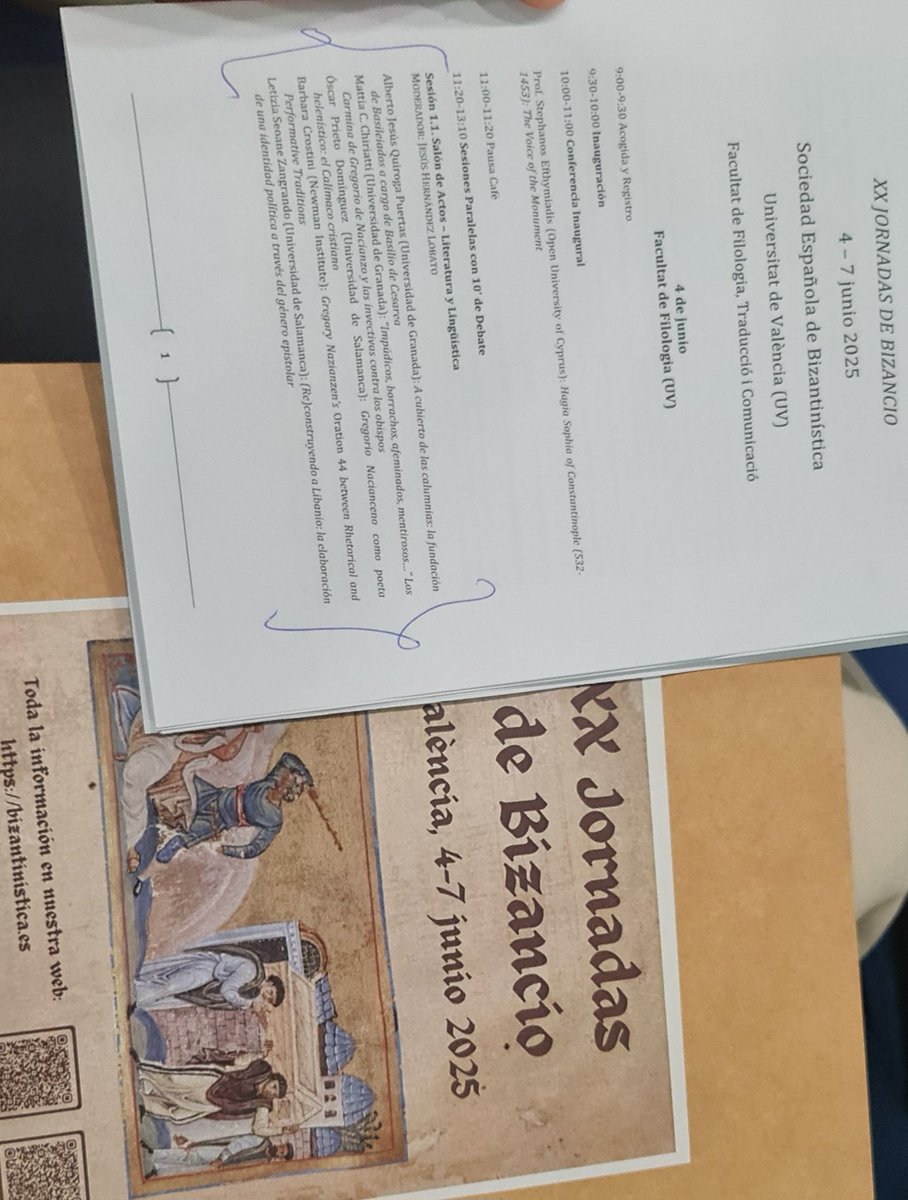 En las #XXJornadasBizantinas de la 
<a href="/bizantinistica/">@bizantinistica@🐘.🌍</a>
 en la 
<a href="/UV_EG/">Universitat València</a>, <a href="/ClasicasUsal/">Filología Clásica e Indoeuropeo - USal</a> <a href="/usal/">Universidad de Salamanca</a>