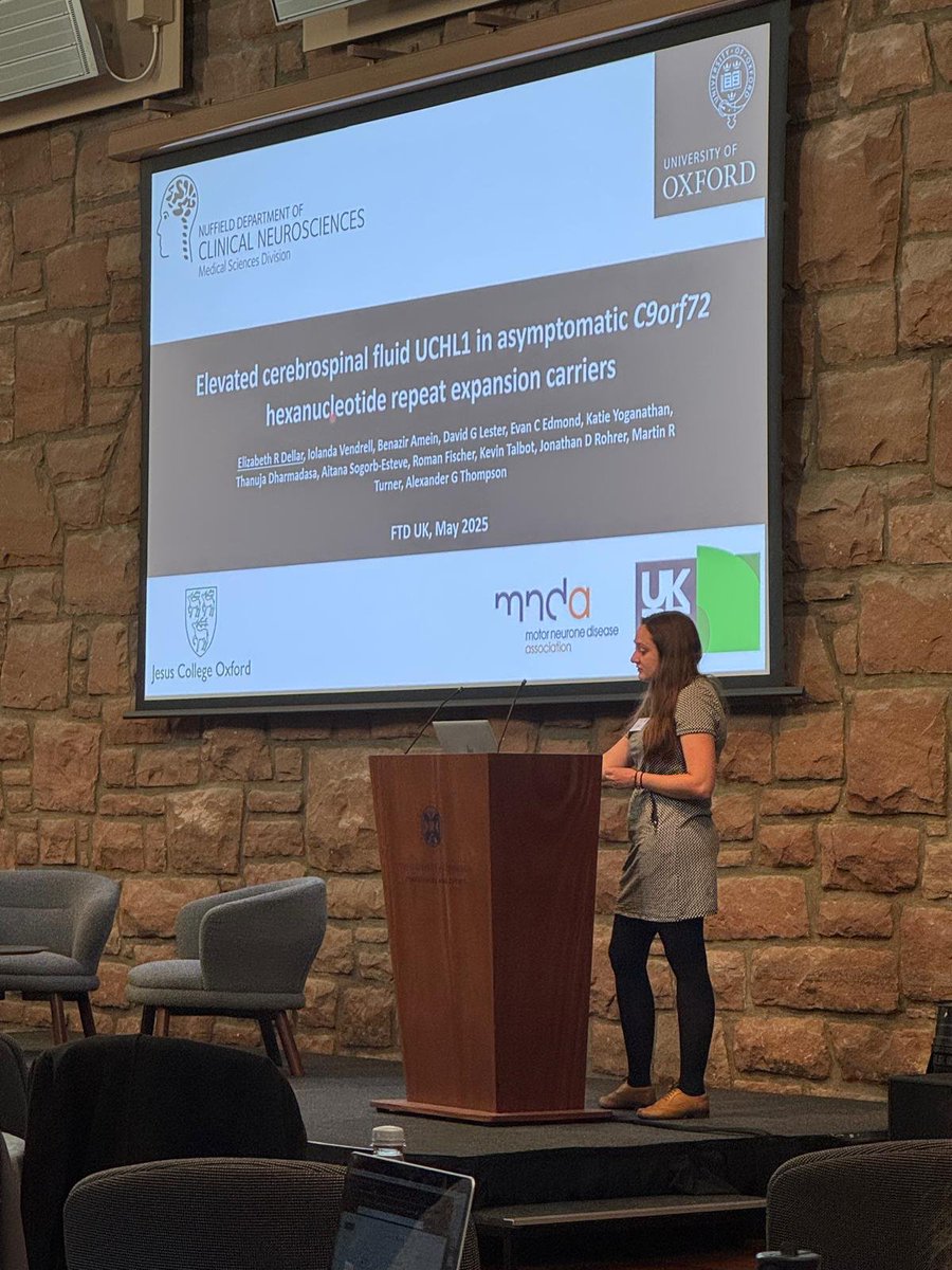 Oxford MND Research (@mndoxford) on Twitter photo Excellent talk by Lizzie <a href="/LizzieDellar/">Lizzie Dellar</a> on UCHL1 in asymptomatic C9orf72 HRE carriers at the FTD UK meeting in Edinburgh last week #ALS #FTD Excellent talk by Lizzie <a href="/LizzieDellar/">Lizzie Dellar</a> on UCHL1 in asymptomatic C9orf72 HRE carriers at the FTD UK meeting in Edinburgh last week #ALS #FTD