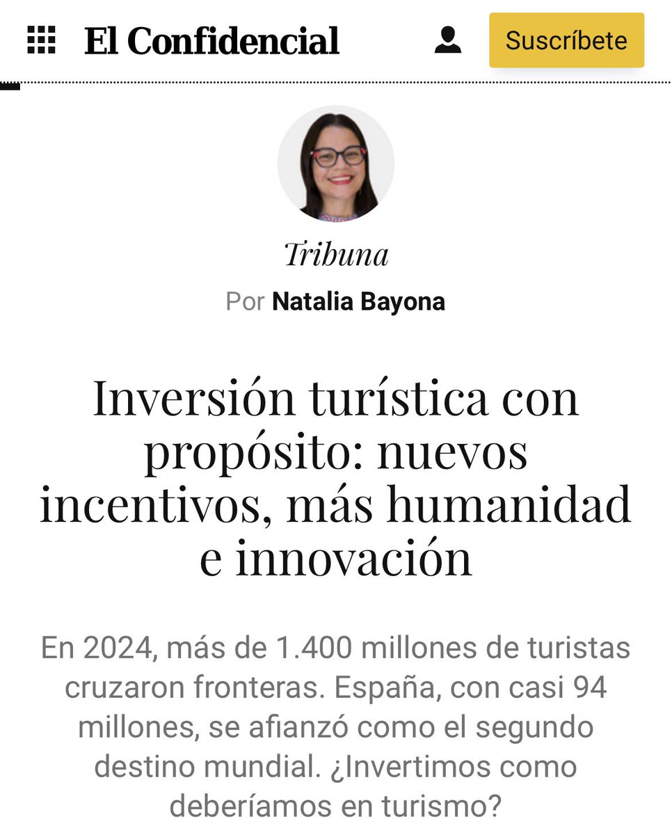 Natalia Bayona 🇺🇳 (@nataliabayona) on Twitter photo .Comparto mi columna en <a href="/elconfidencial/">El Confidencial</a> “Inversión turística con propósito”
Es momento de evolucionar el modelo con incentivos puntuales para cerrar brechas digitales, impulsar empleo juvenil y promover zonas económicas especiales que generen impacto real en los territorios. .Comparto mi columna en <a href="/elconfidencial/">El Confidencial</a> “Inversión turística con propósito”
Es momento de evolucionar el modelo con incentivos puntuales para cerrar brechas digitales, impulsar empleo juvenil y promover zonas económicas especiales que generen impacto real en los territorios.